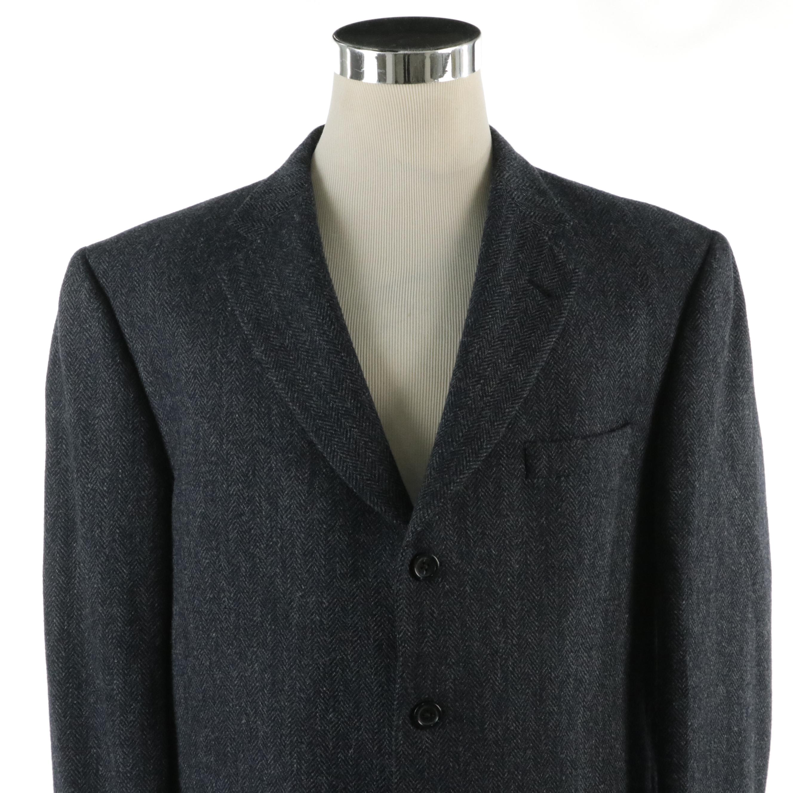 Men's Burberry London Blue Wool/Alpaca Herringbone Blazer
