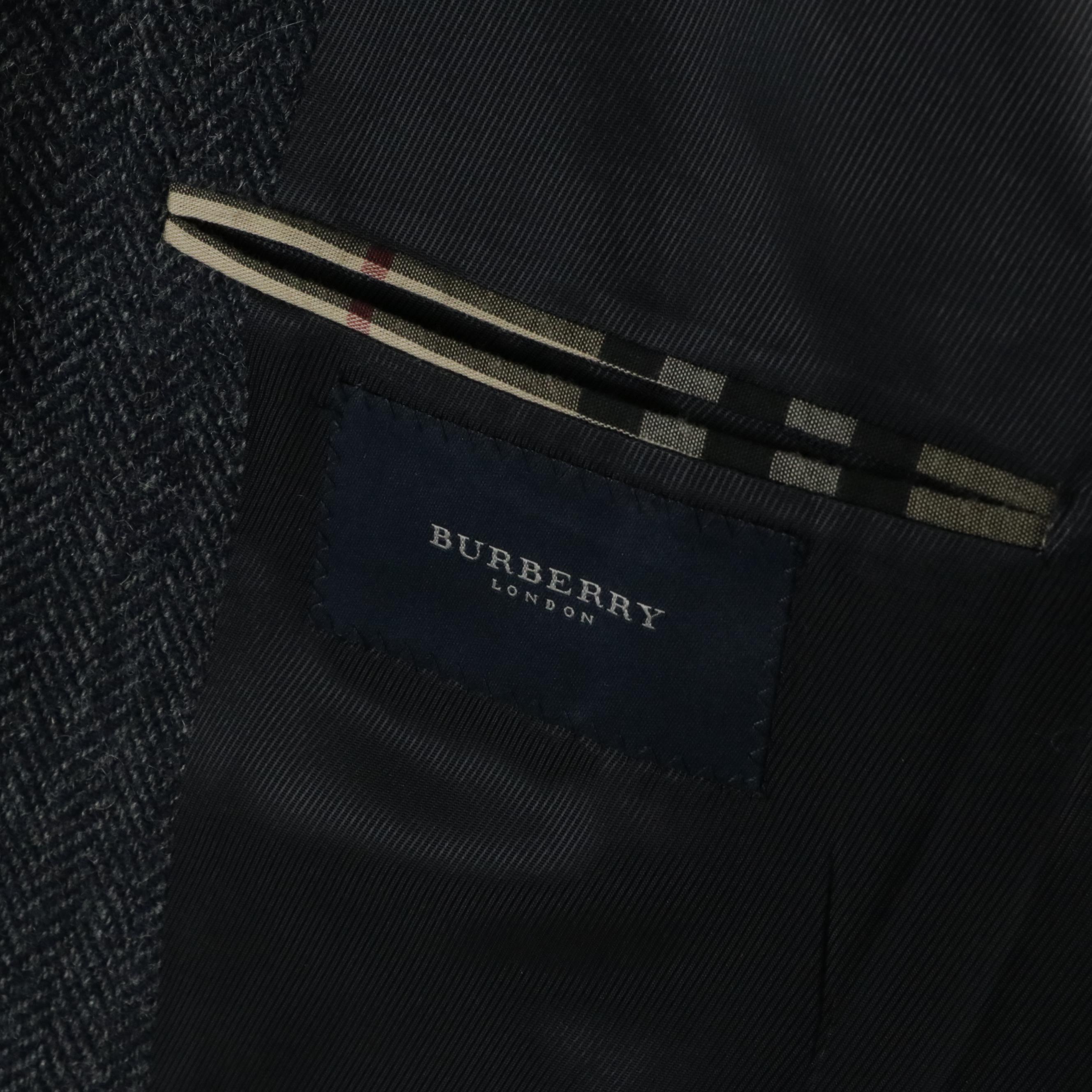 Men's Burberry London Blue Wool/Alpaca Herringbone Blazer