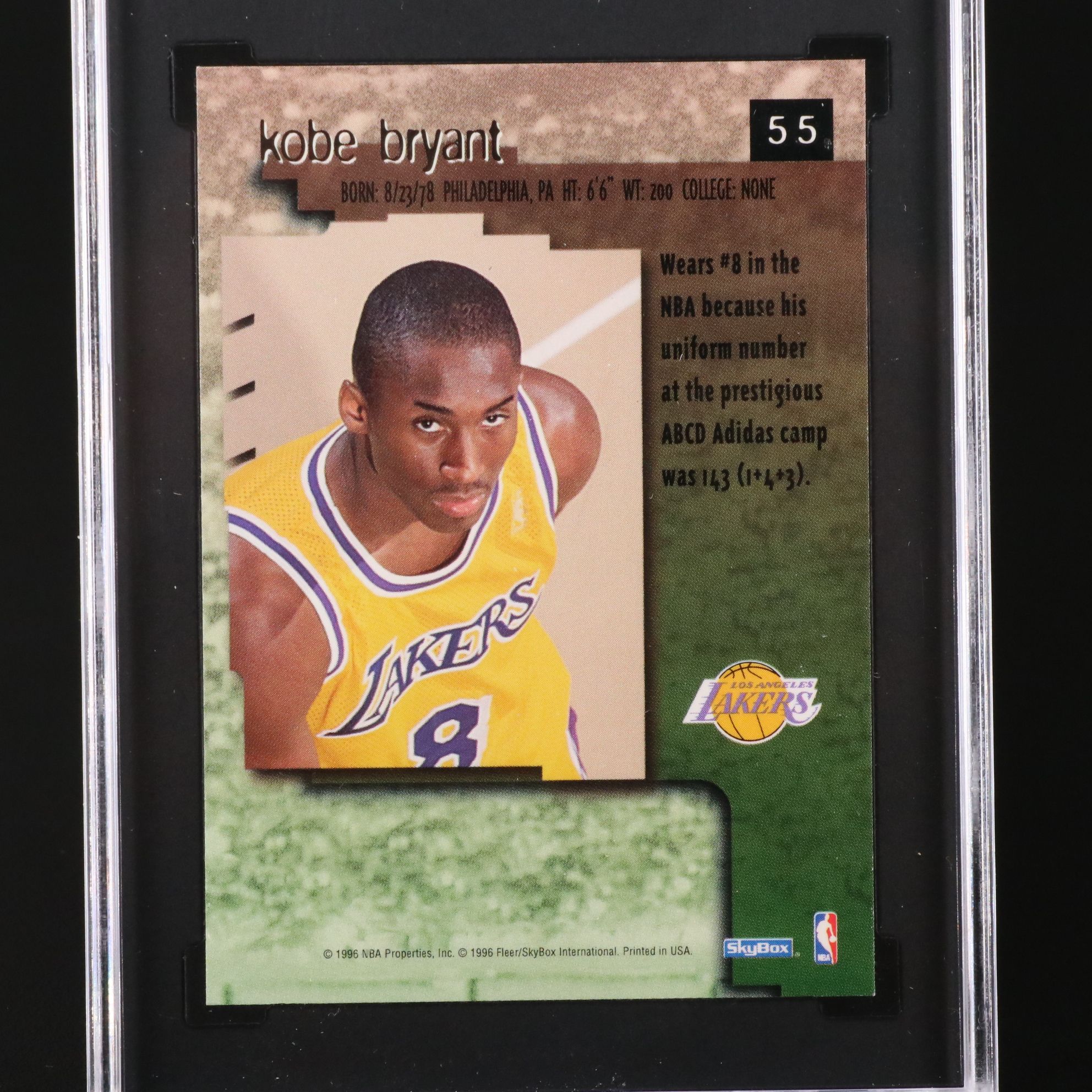 1996 Skybox Premium Kobe Bryant Los Angeles Lakers Rookie Card Graded SGC 9