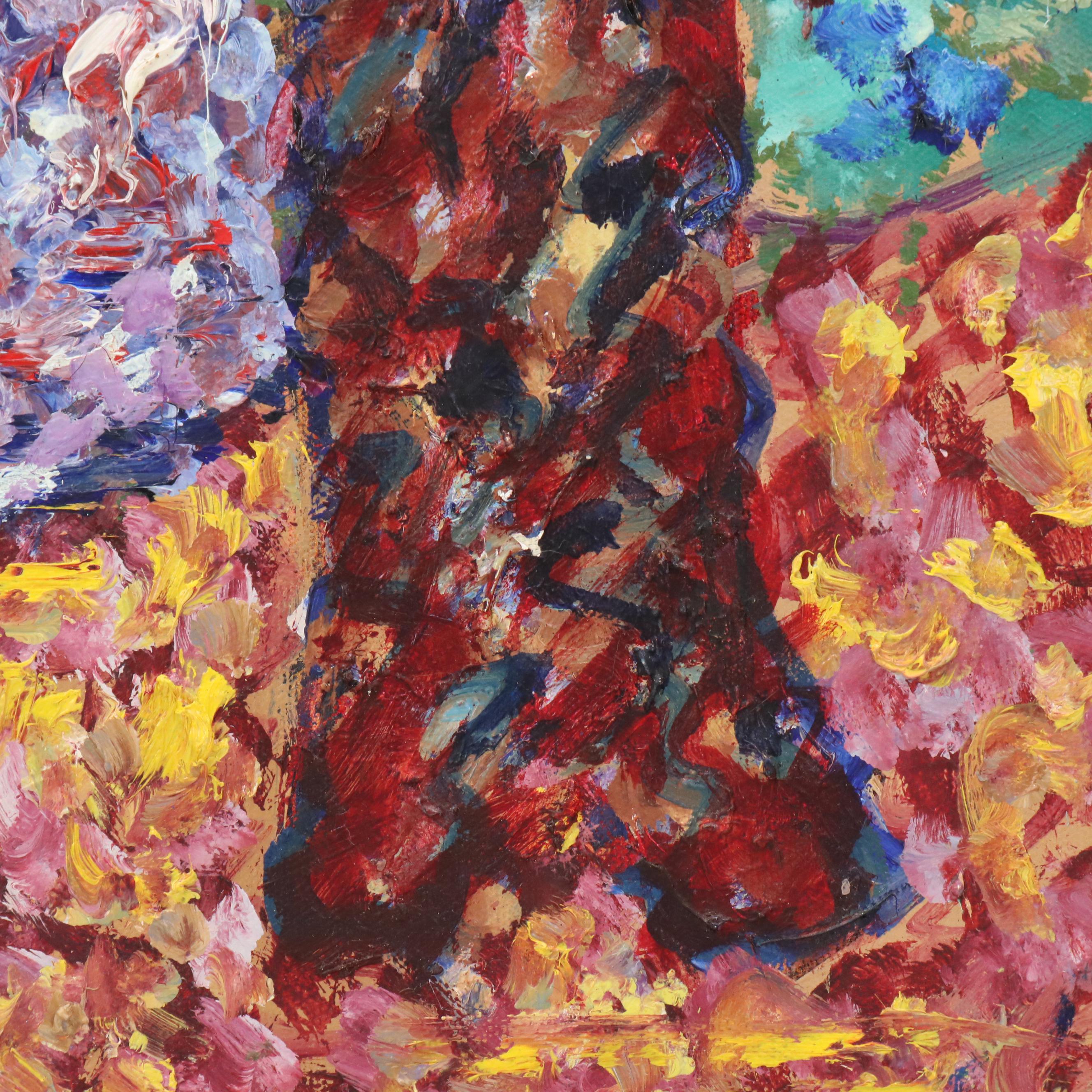 Janice Guttman Modernist Figural Oil Painting, 1988