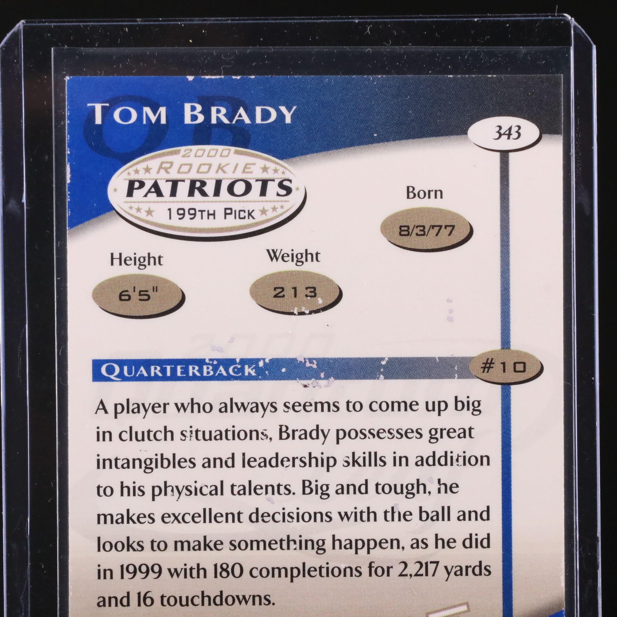2000 Quantum Leaf Tom Brady Rookie Football Card