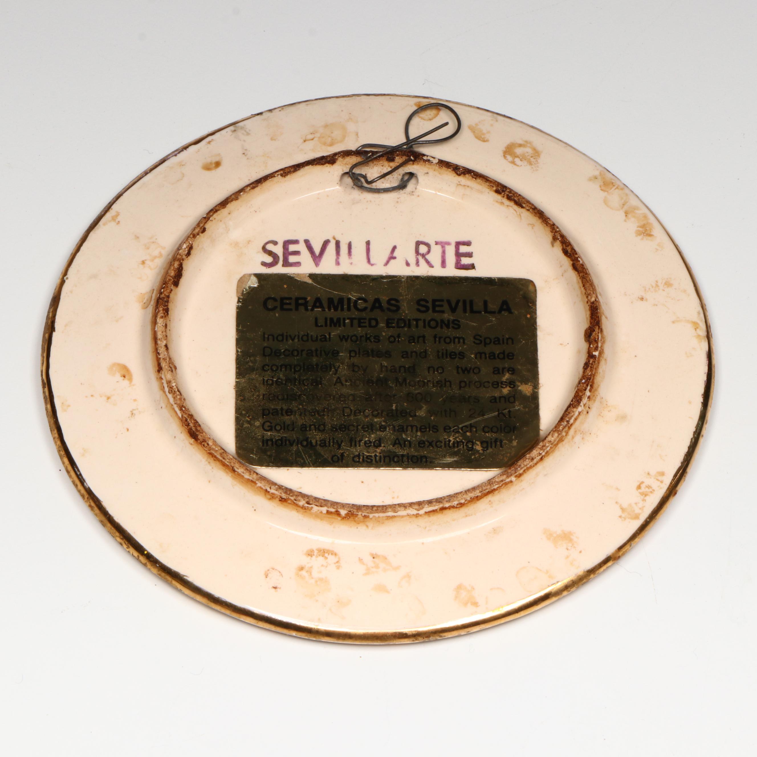 Sevillarte Gold Gilt Floral Ceramic Decorative Tiles