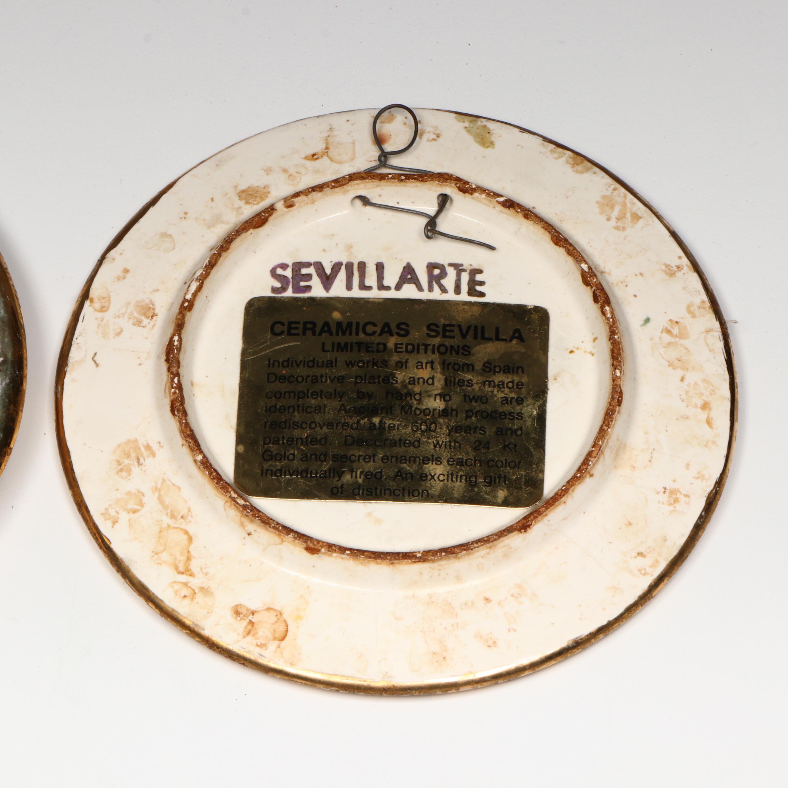 Sevillarte Gold Gilt Floral Ceramic Decorative Tiles