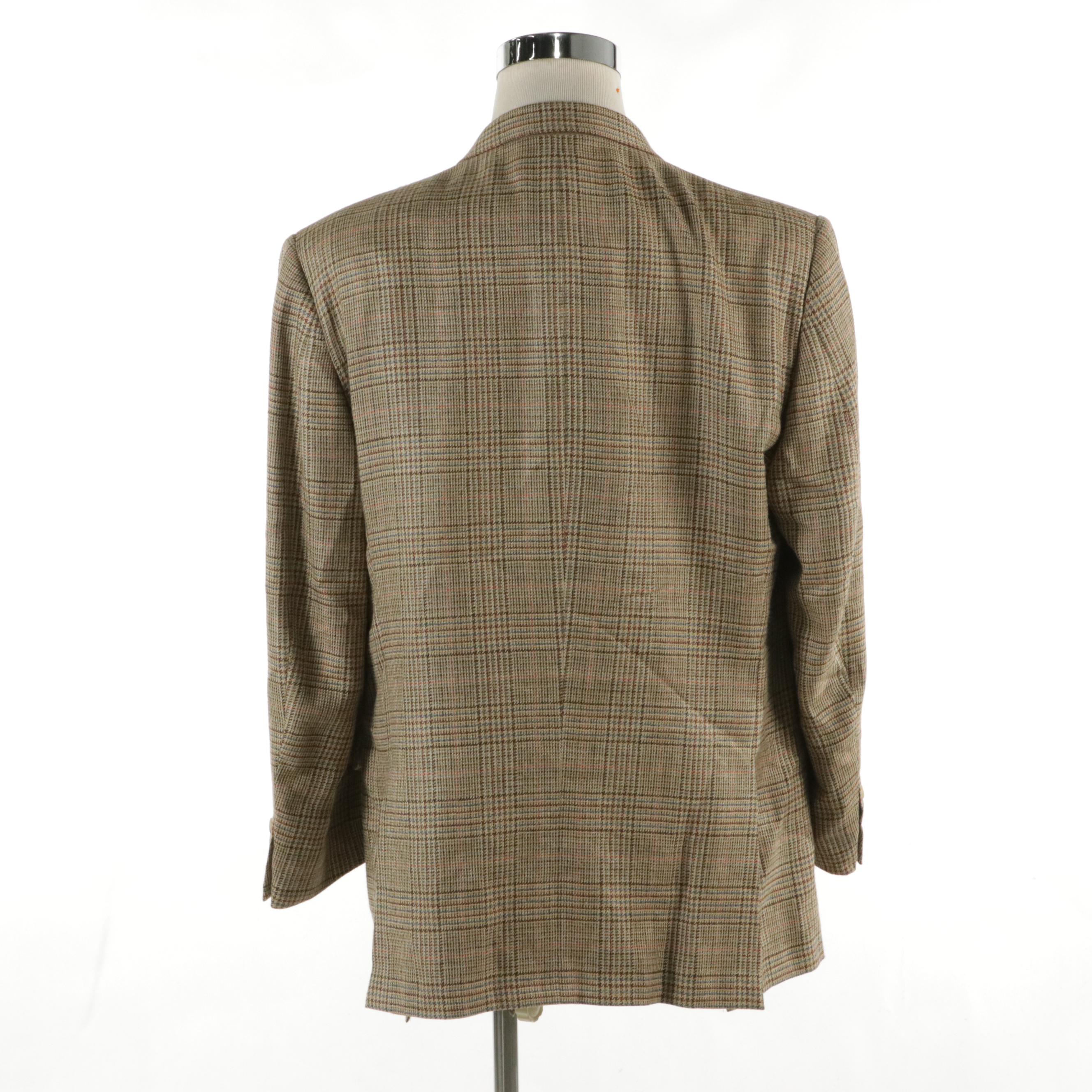 Burberry London Plaid Silk, Linen and Wool Blend Blazer