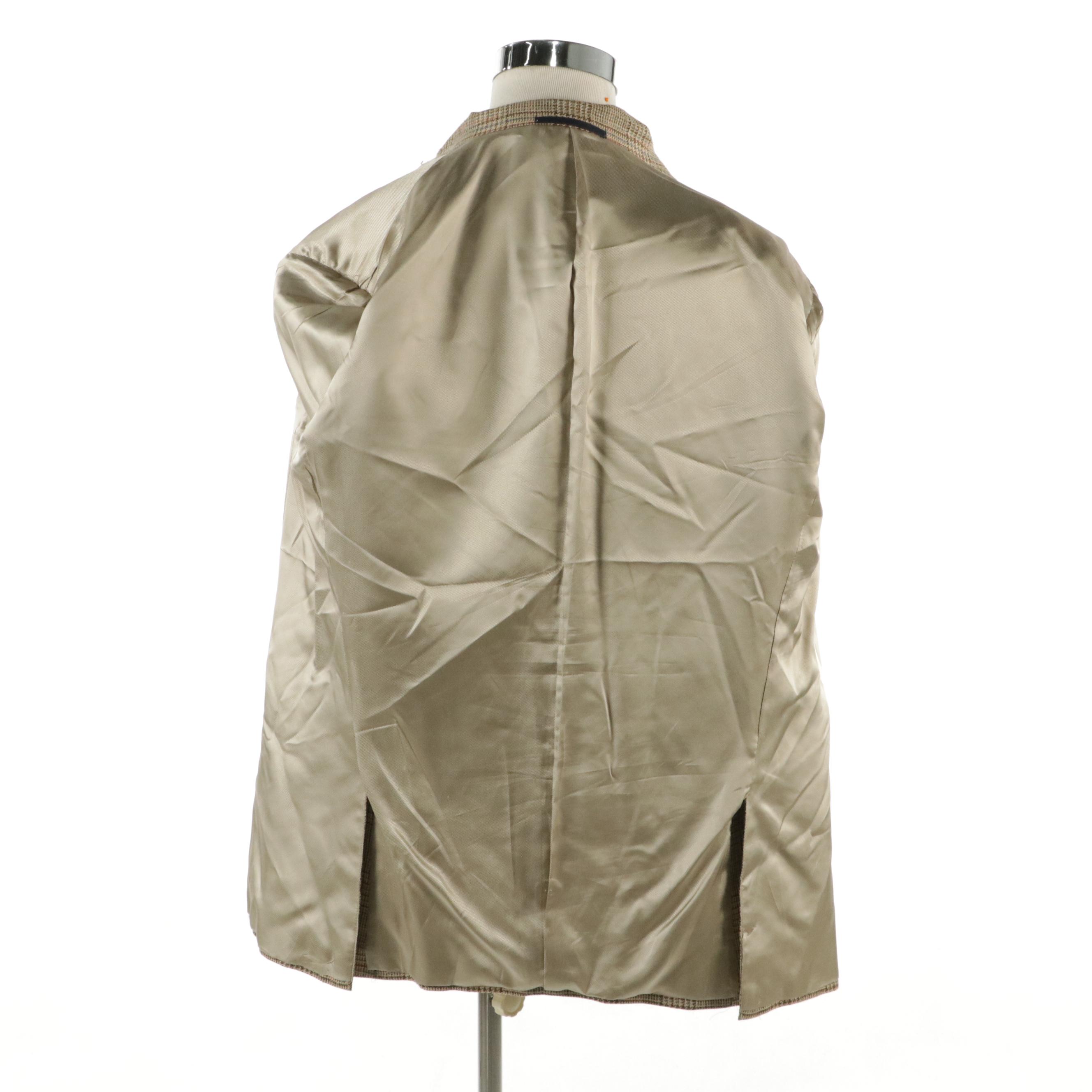 Burberry London Plaid Silk, Linen and Wool Blend Blazer