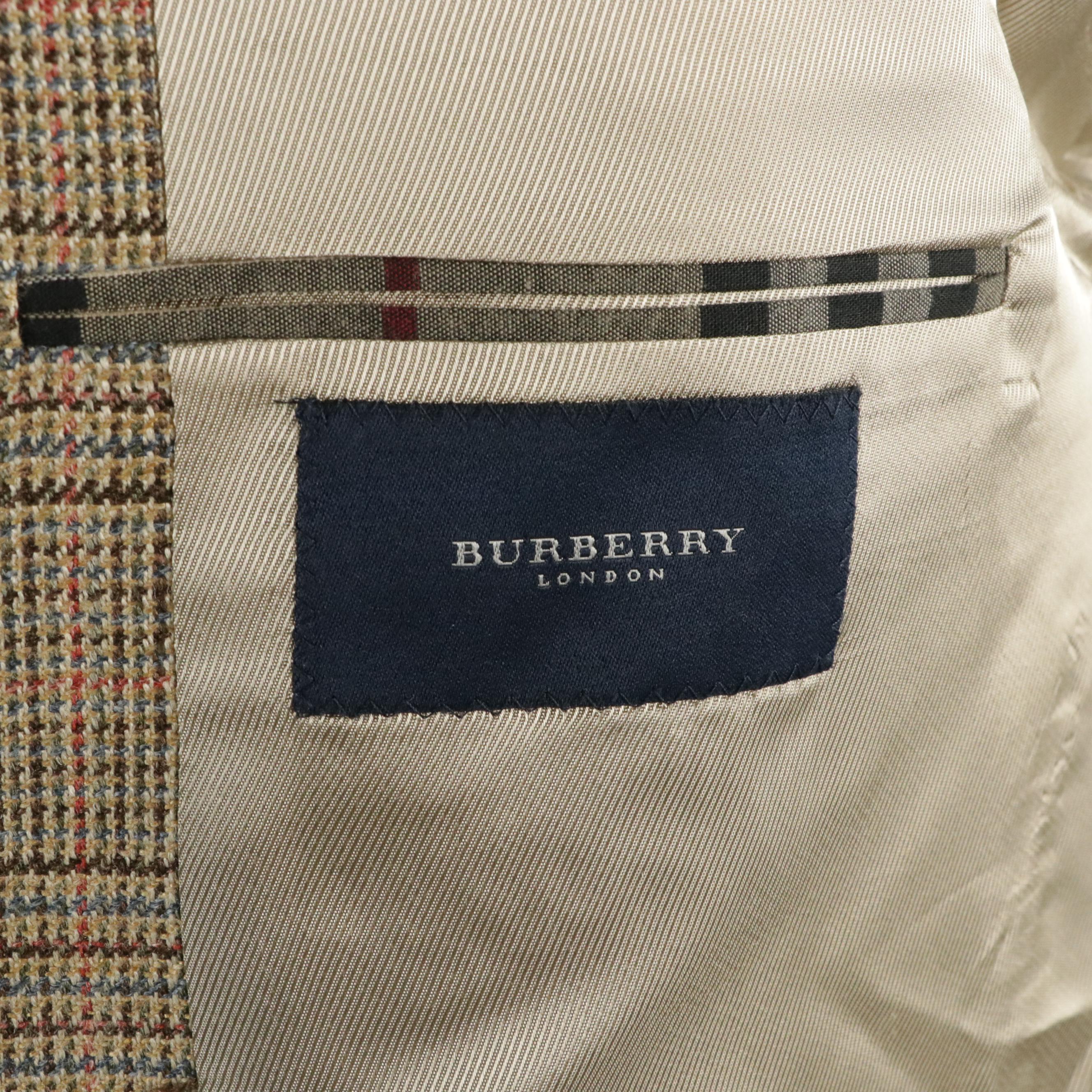 Burberry London Plaid Silk, Linen and Wool Blend Blazer