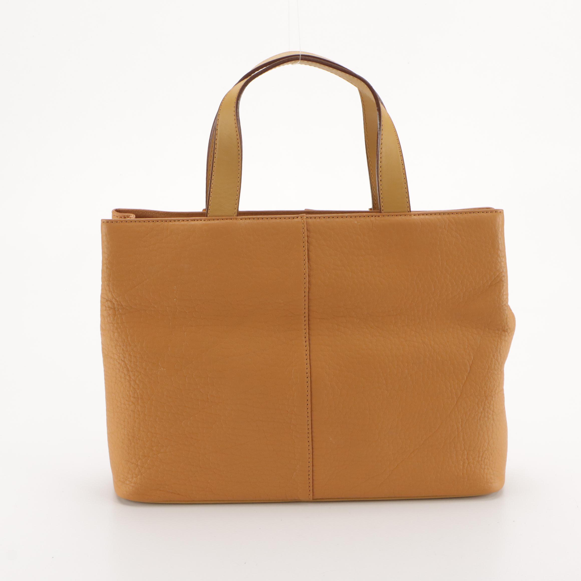 Burberrys Tan Brown Grained Calfskin Leather Tote with Box