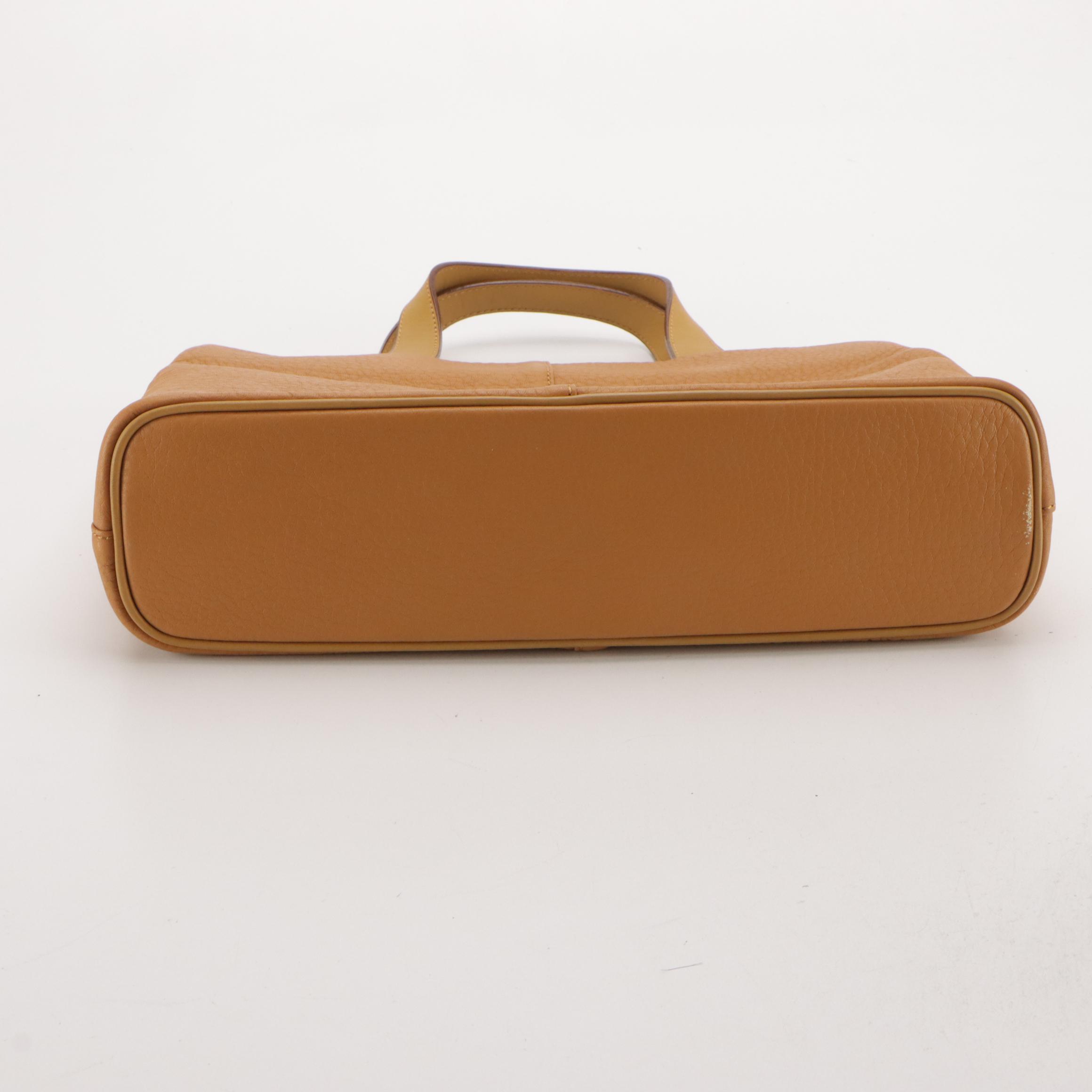 Burberrys Tan Brown Grained Calfskin Leather Tote with Box