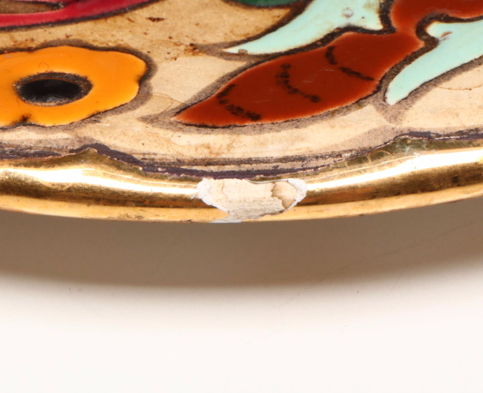 Sevillarte Gold Gilt Floral Ceramic Decorative Tiles