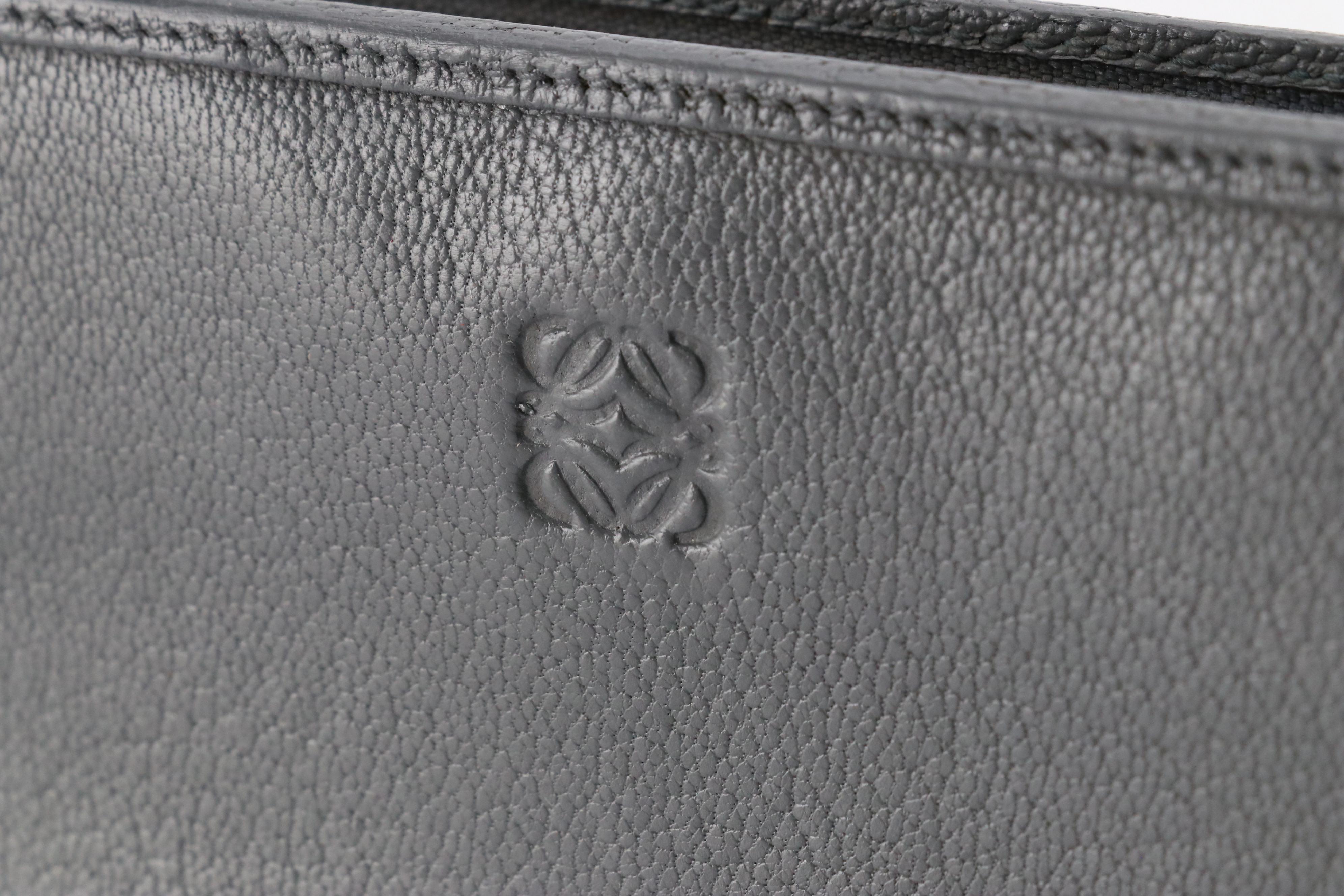Loewe Zip-Around Wallet in Gray Grain Leather