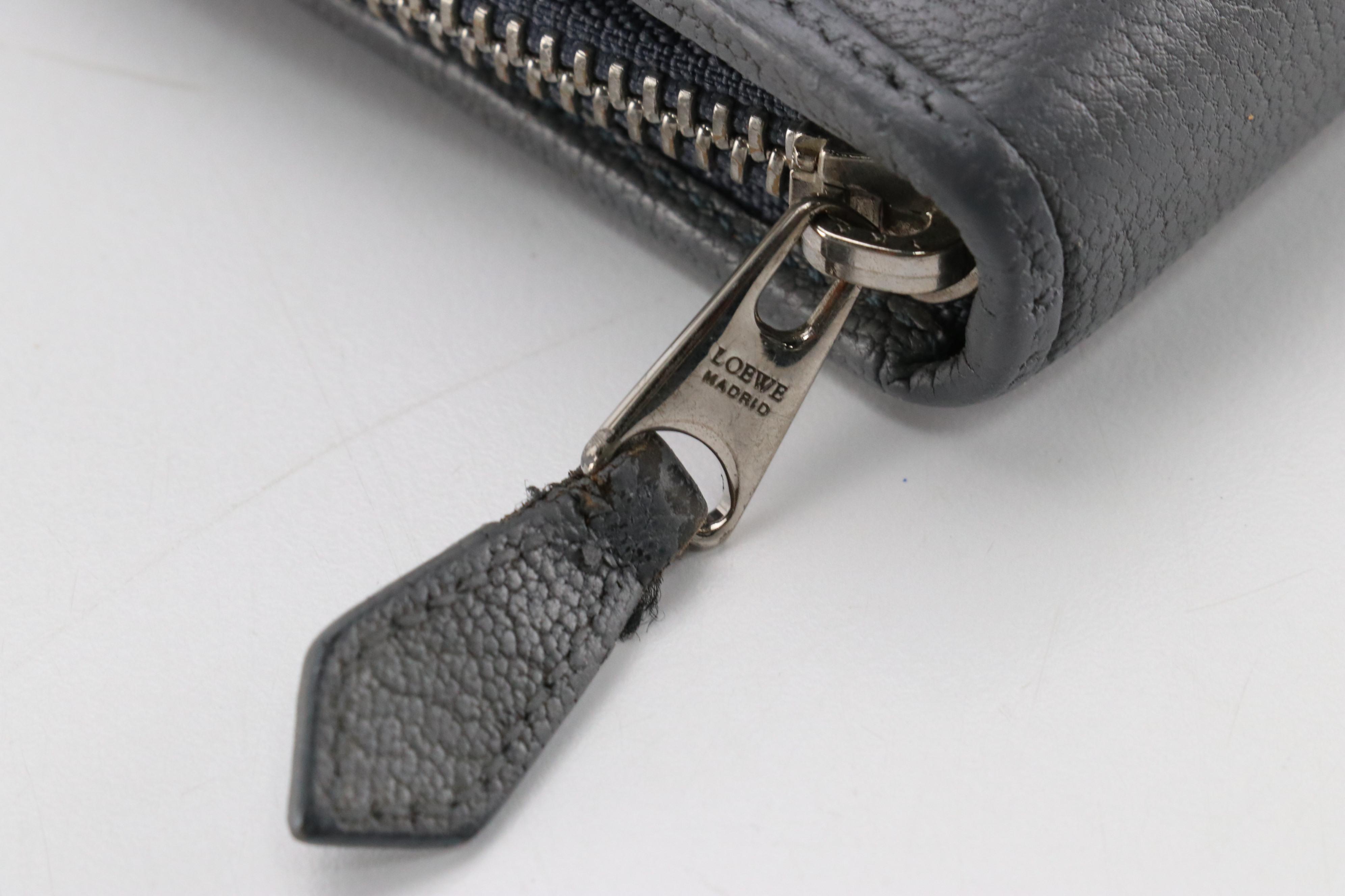 Loewe Zip-Around Wallet in Gray Grain Leather