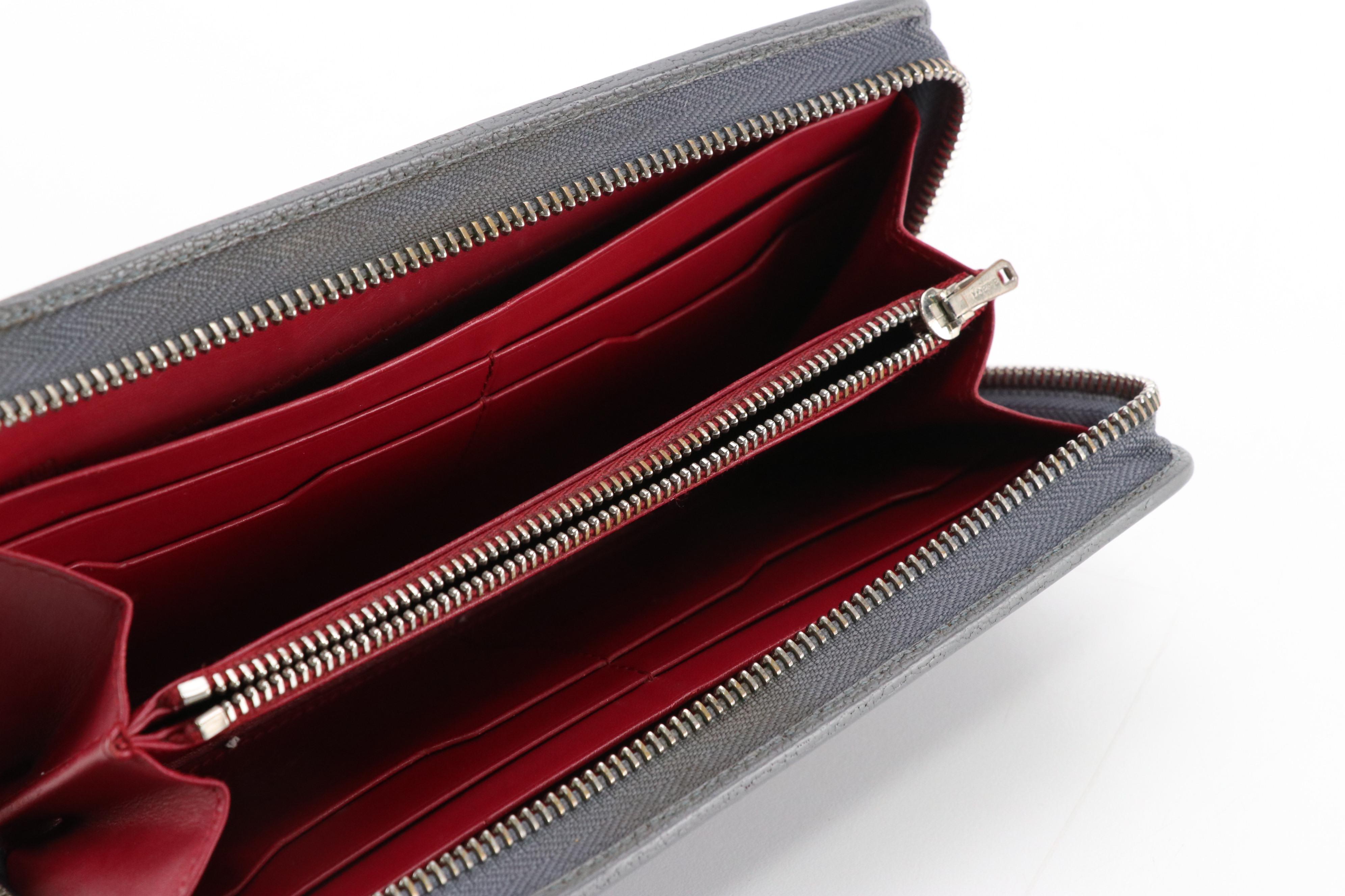 Loewe Zip-Around Wallet in Gray Grain Leather