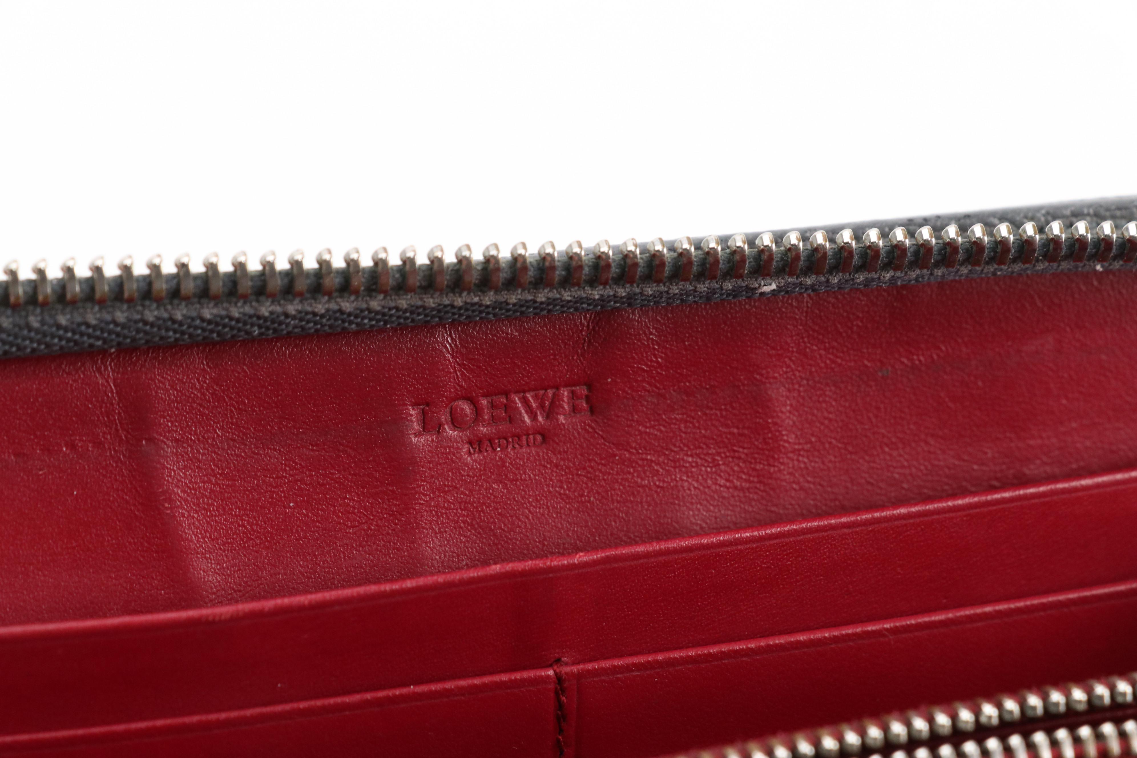 Loewe Zip-Around Wallet in Gray Grain Leather