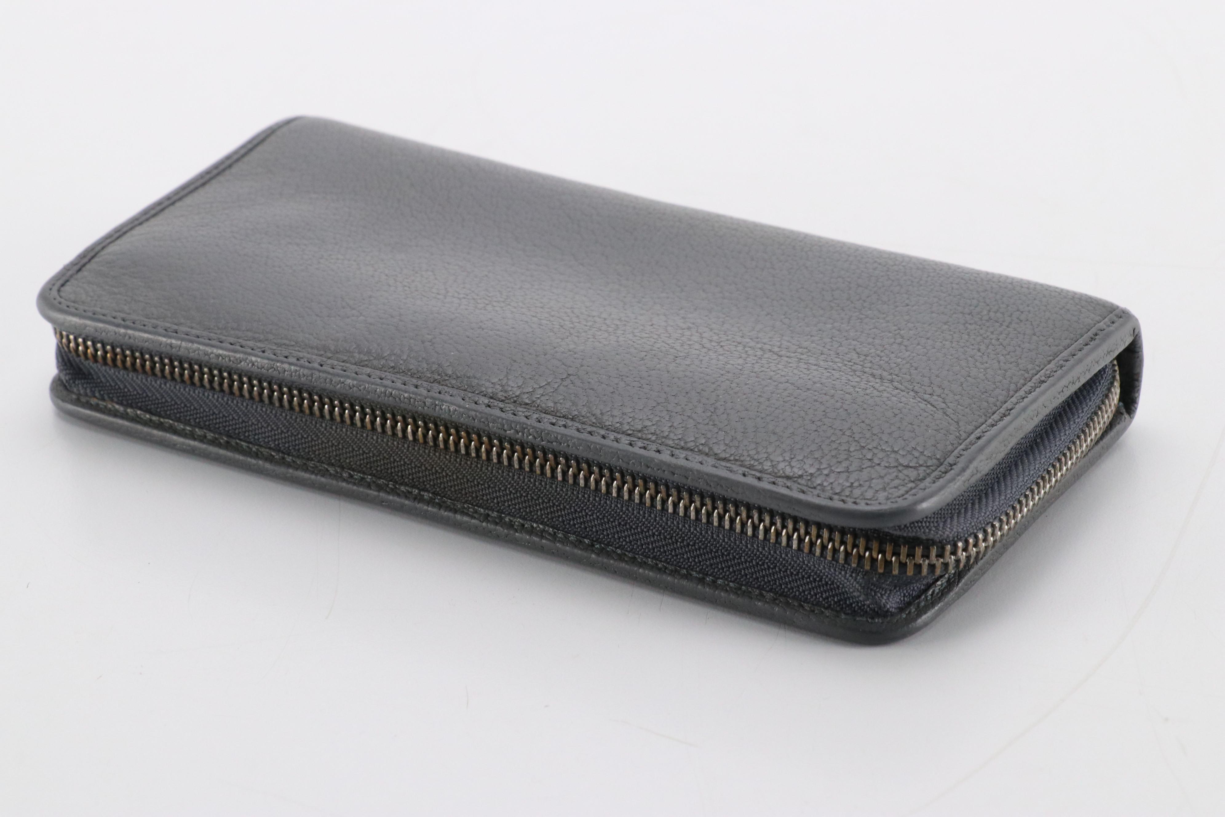 Loewe Zip-Around Wallet in Gray Grain Leather