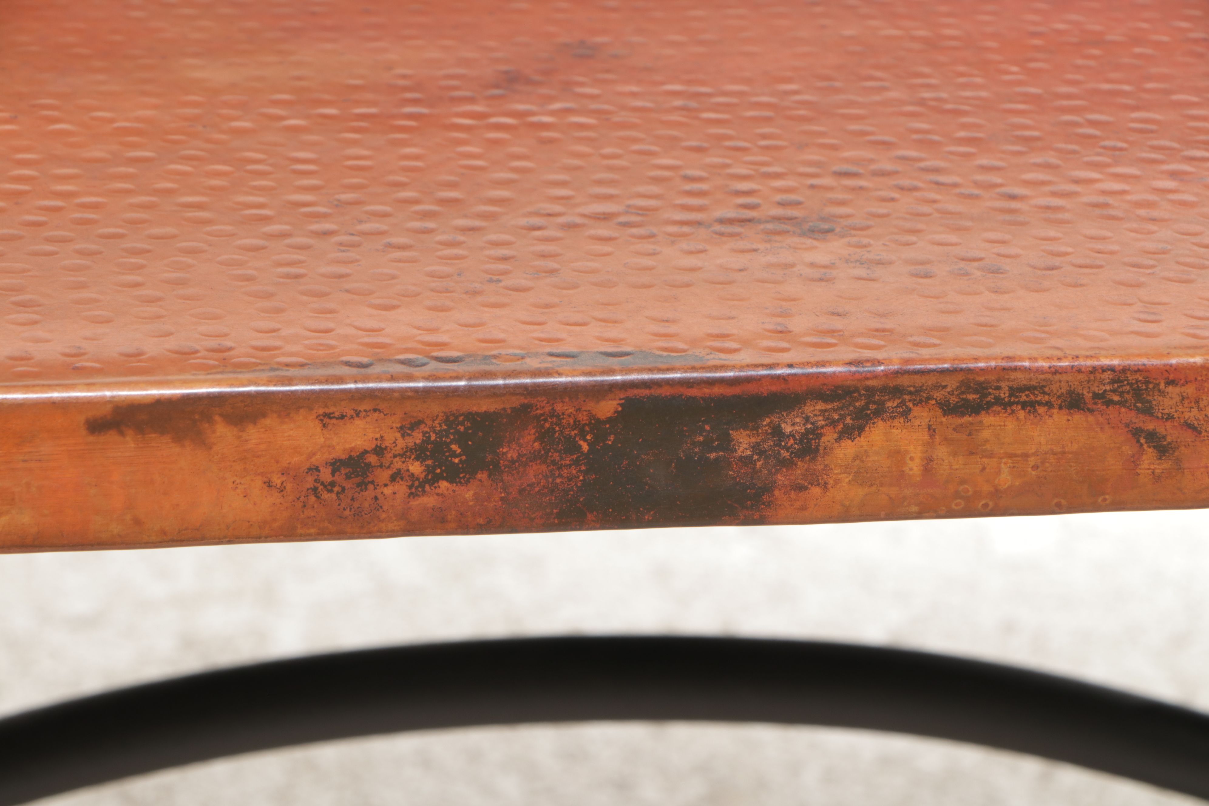 Mexican Hammered Copper Top and Metal Oval Dining Table
