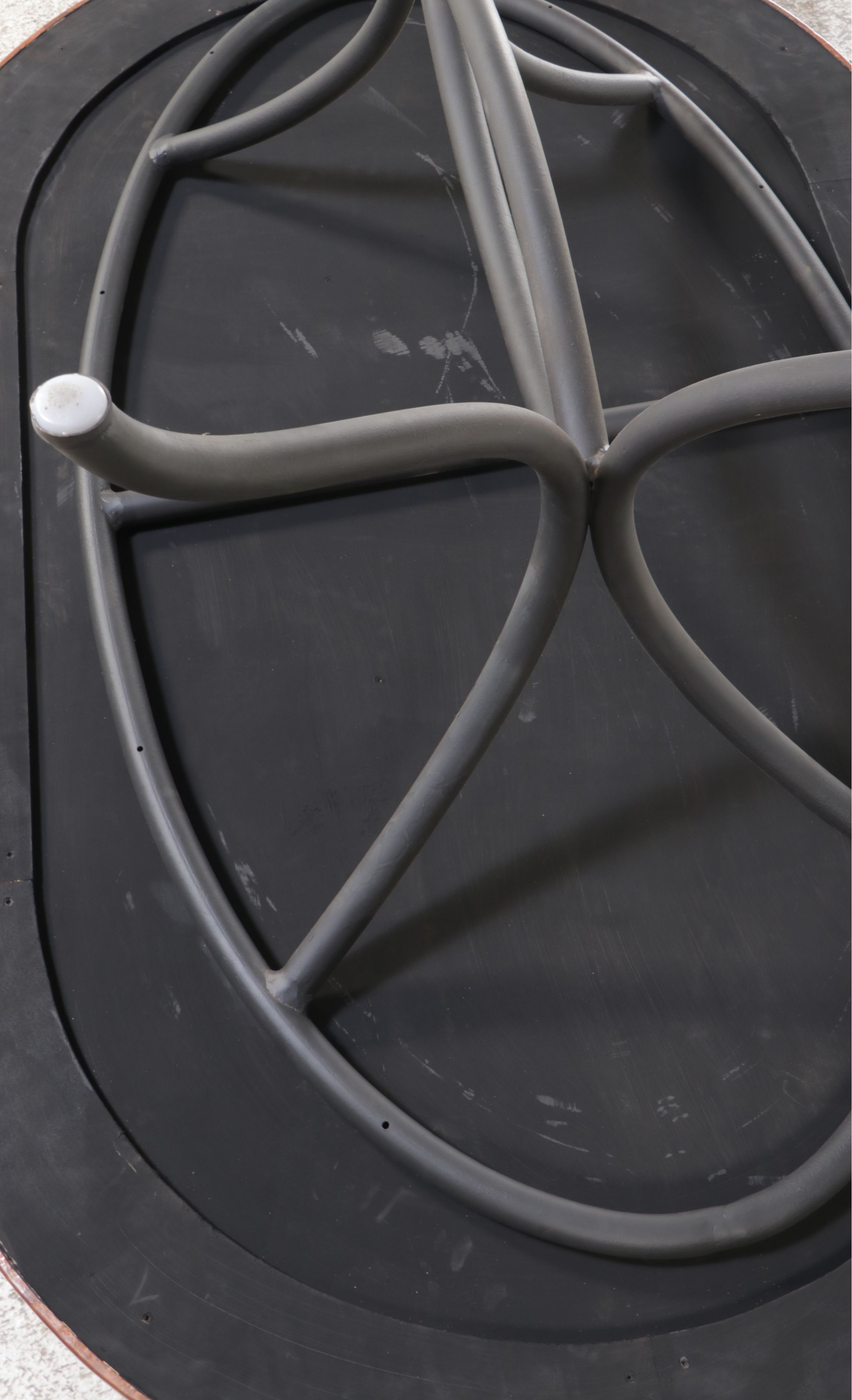 Mexican Hammered Copper Top and Metal Oval Dining Table