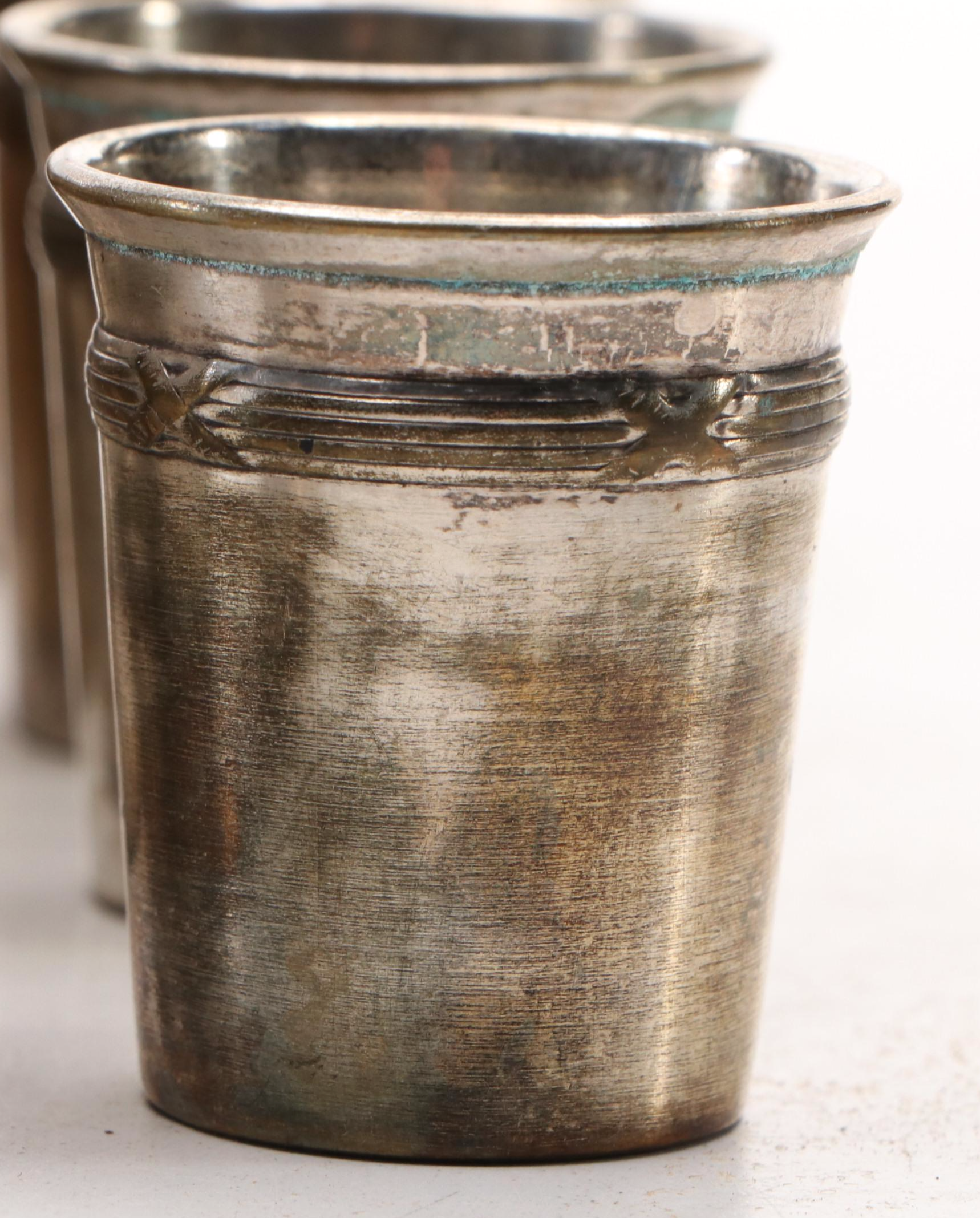 French Silver Plate Liquor Cups with Other Footed Bowl, 20th Century