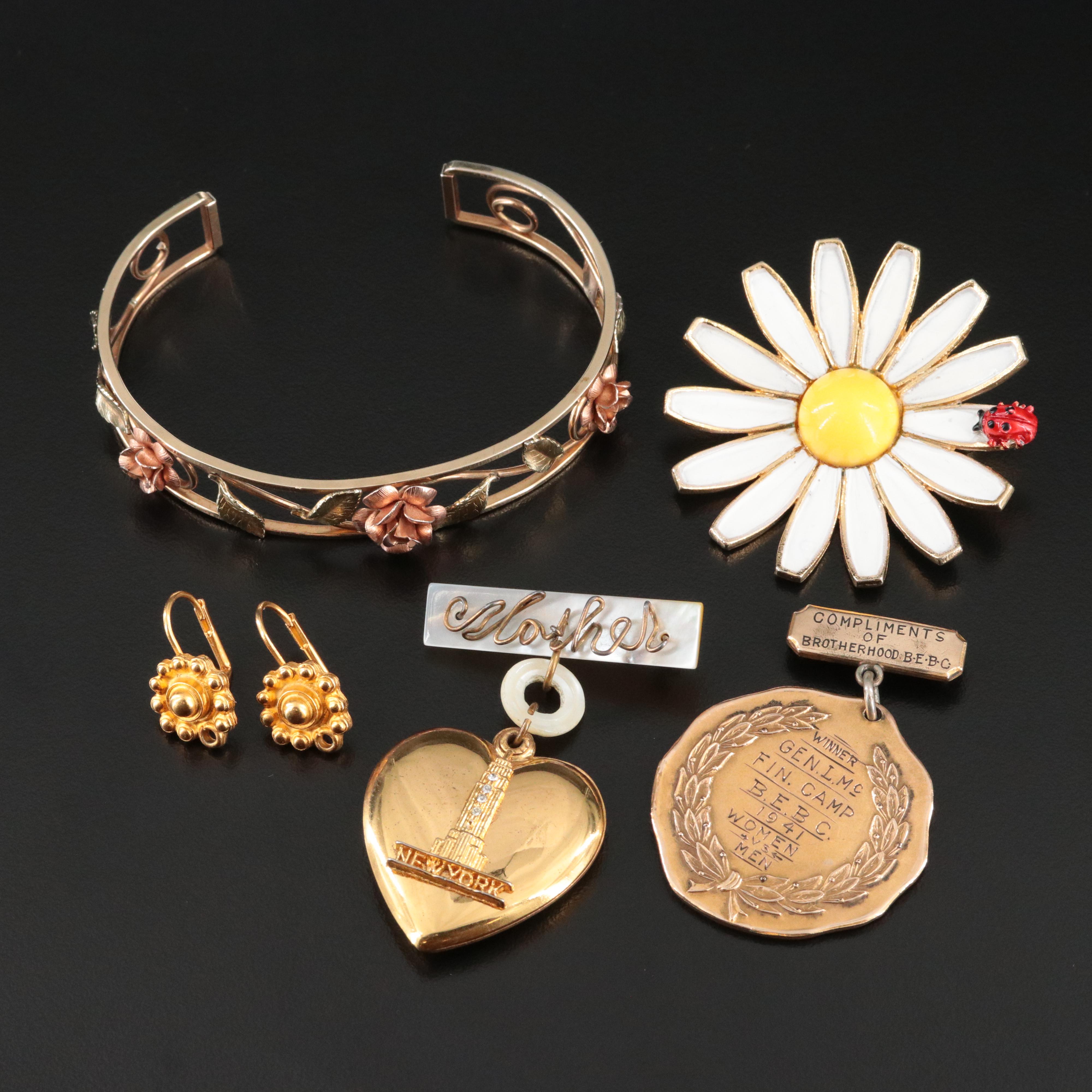 Vintage Enamel, Mother-of-Pearl and Rhinestone Jewelry Collection