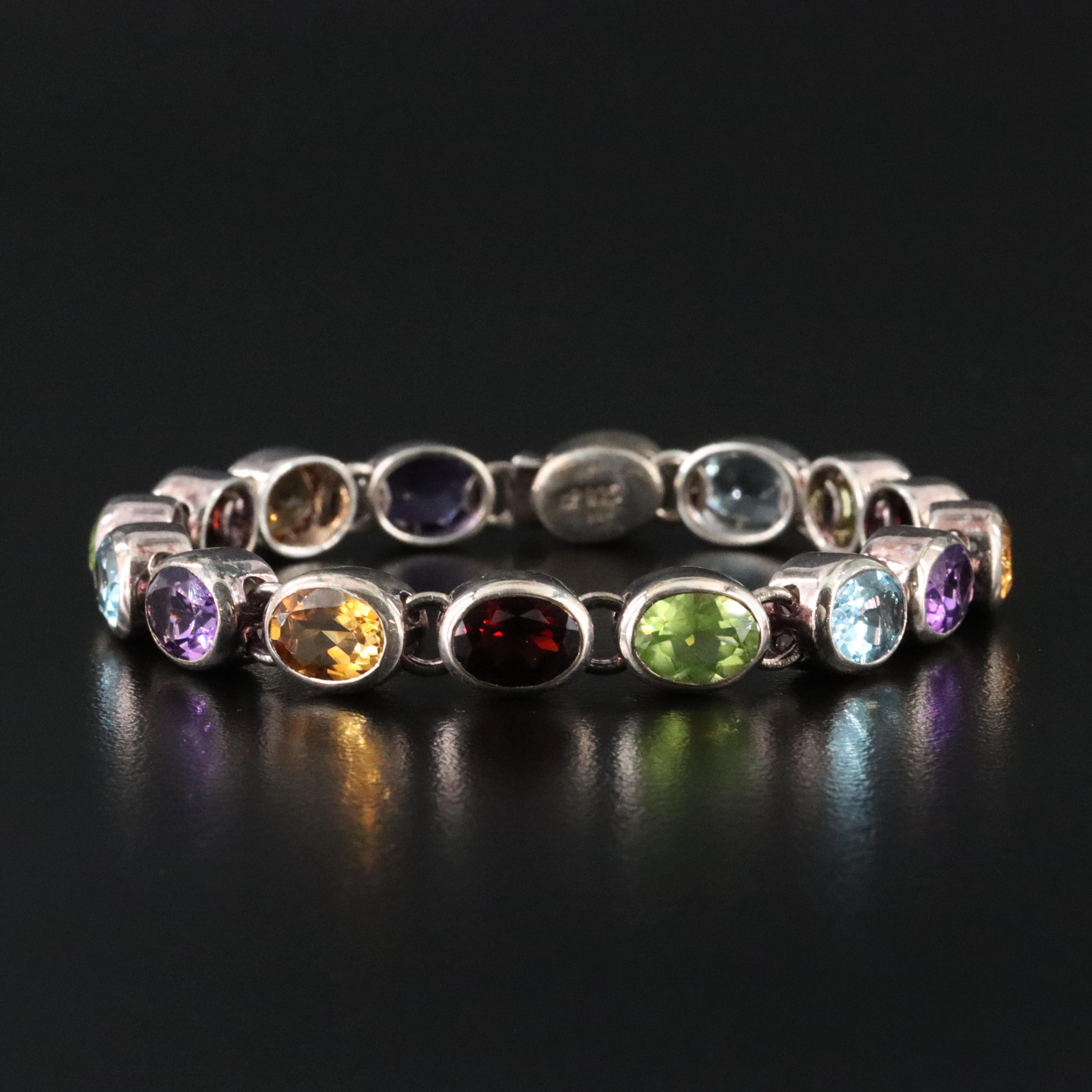 Sterling Gemstone Line Bracelet