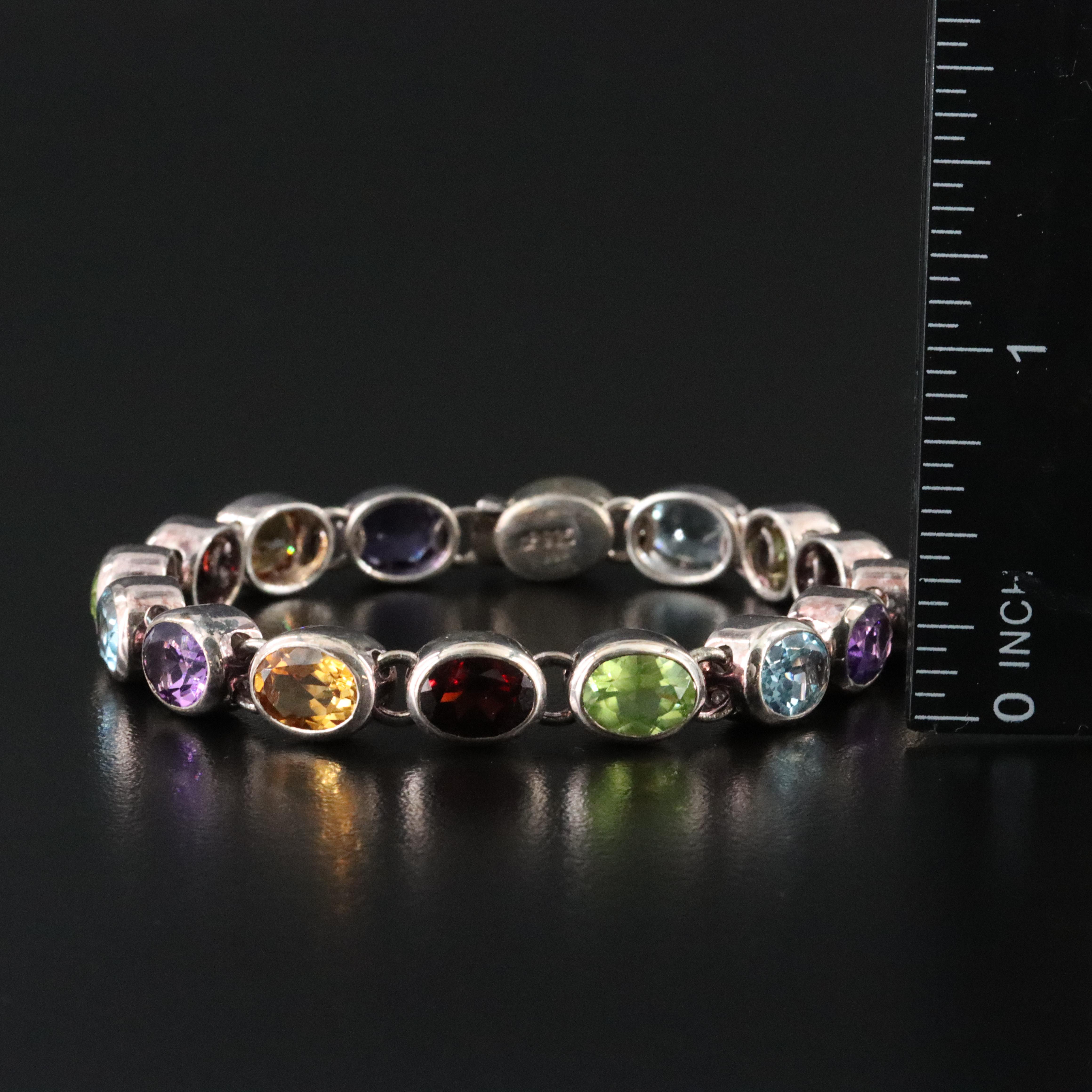 Sterling Gemstone Line Bracelet