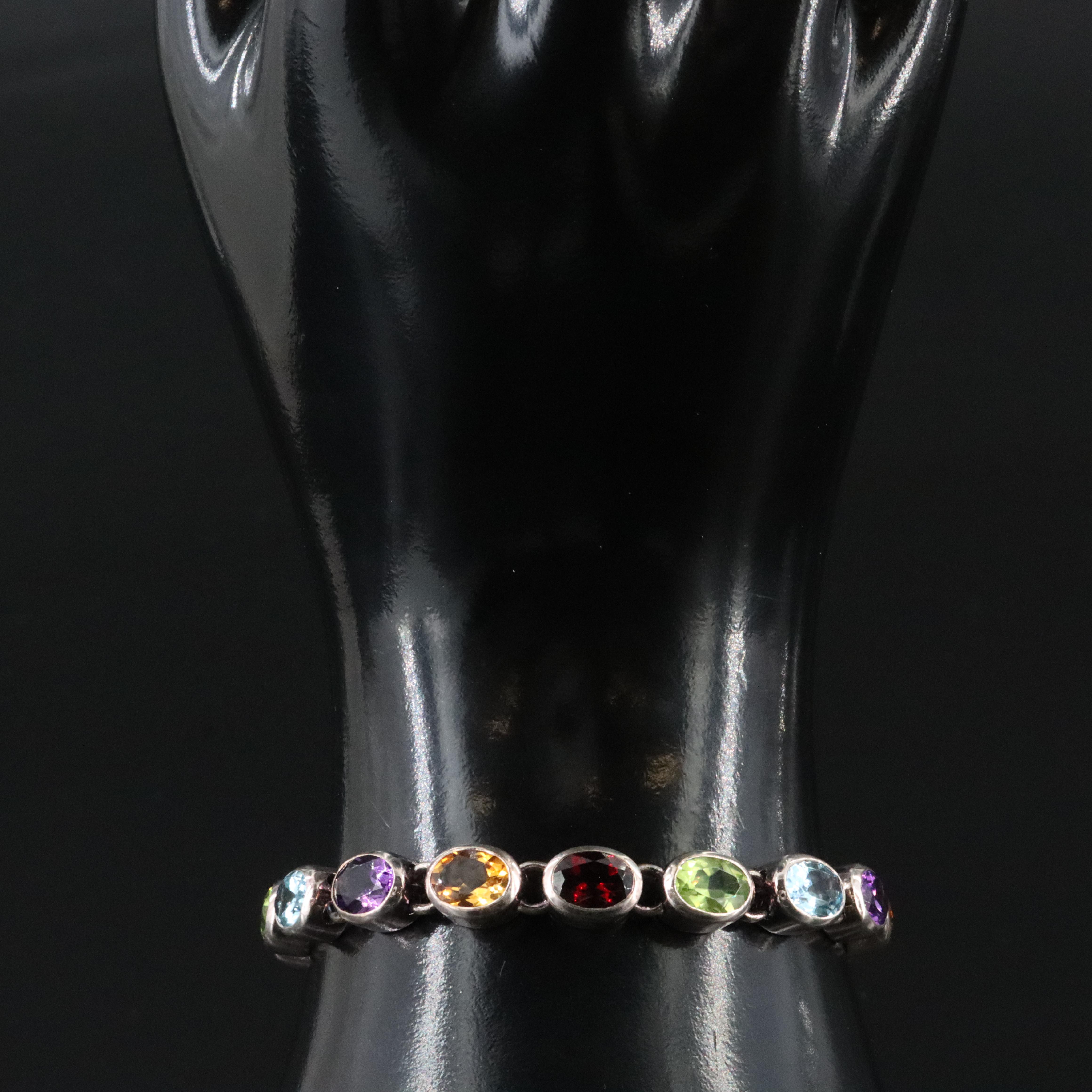 Sterling Gemstone Line Bracelet