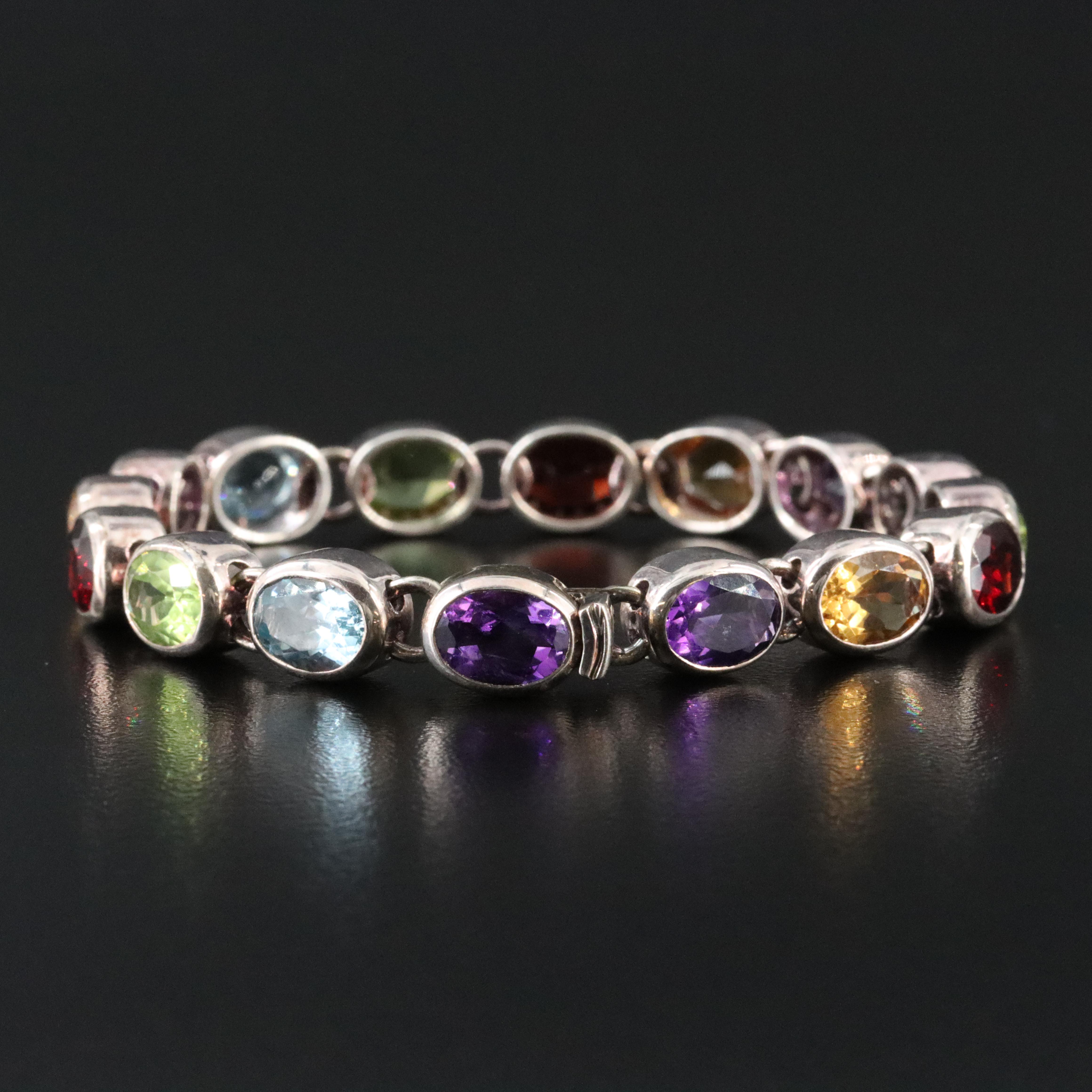 Sterling Gemstone Line Bracelet
