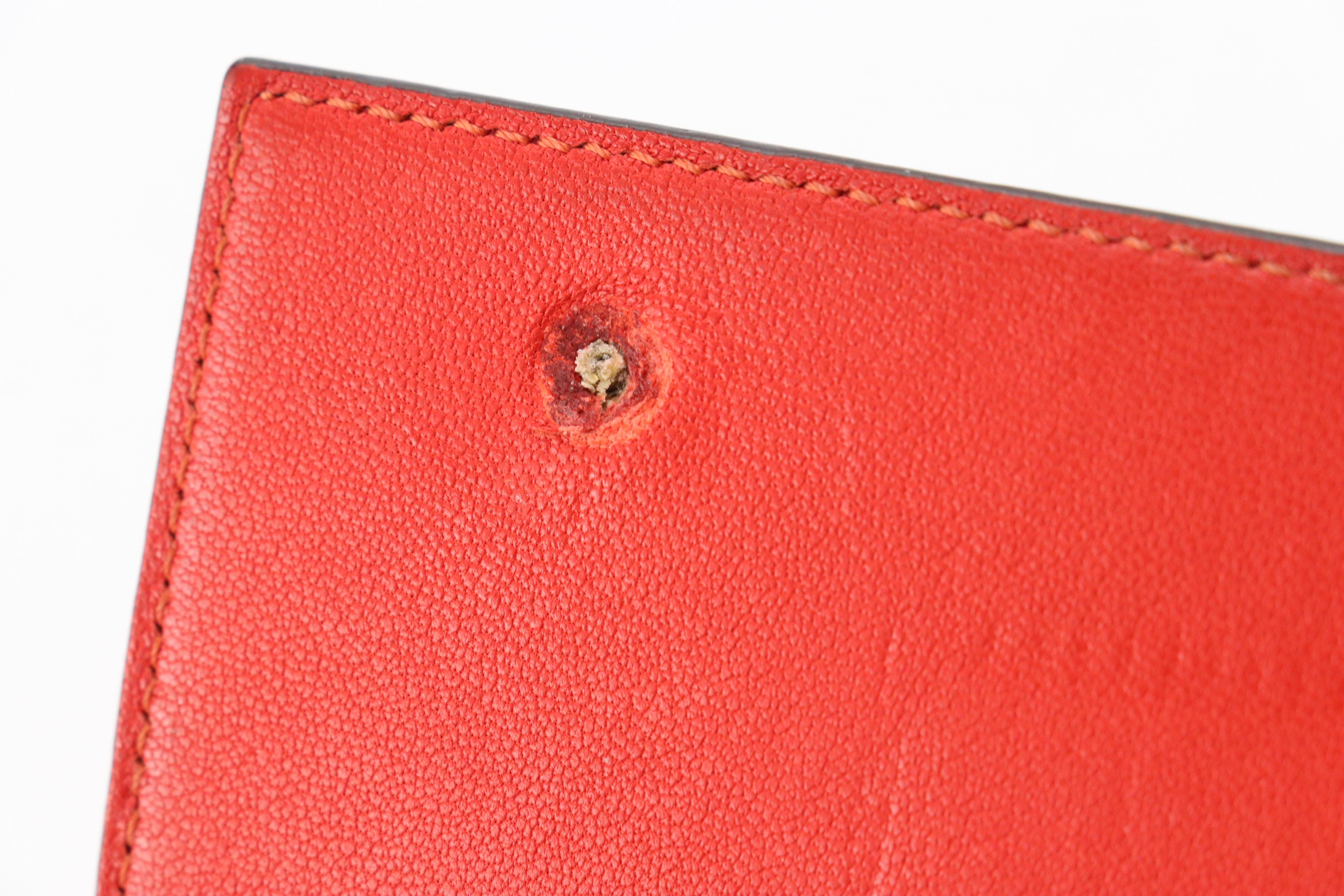 Céline Wallet-on Chain in Red Calfskin Grain Leather