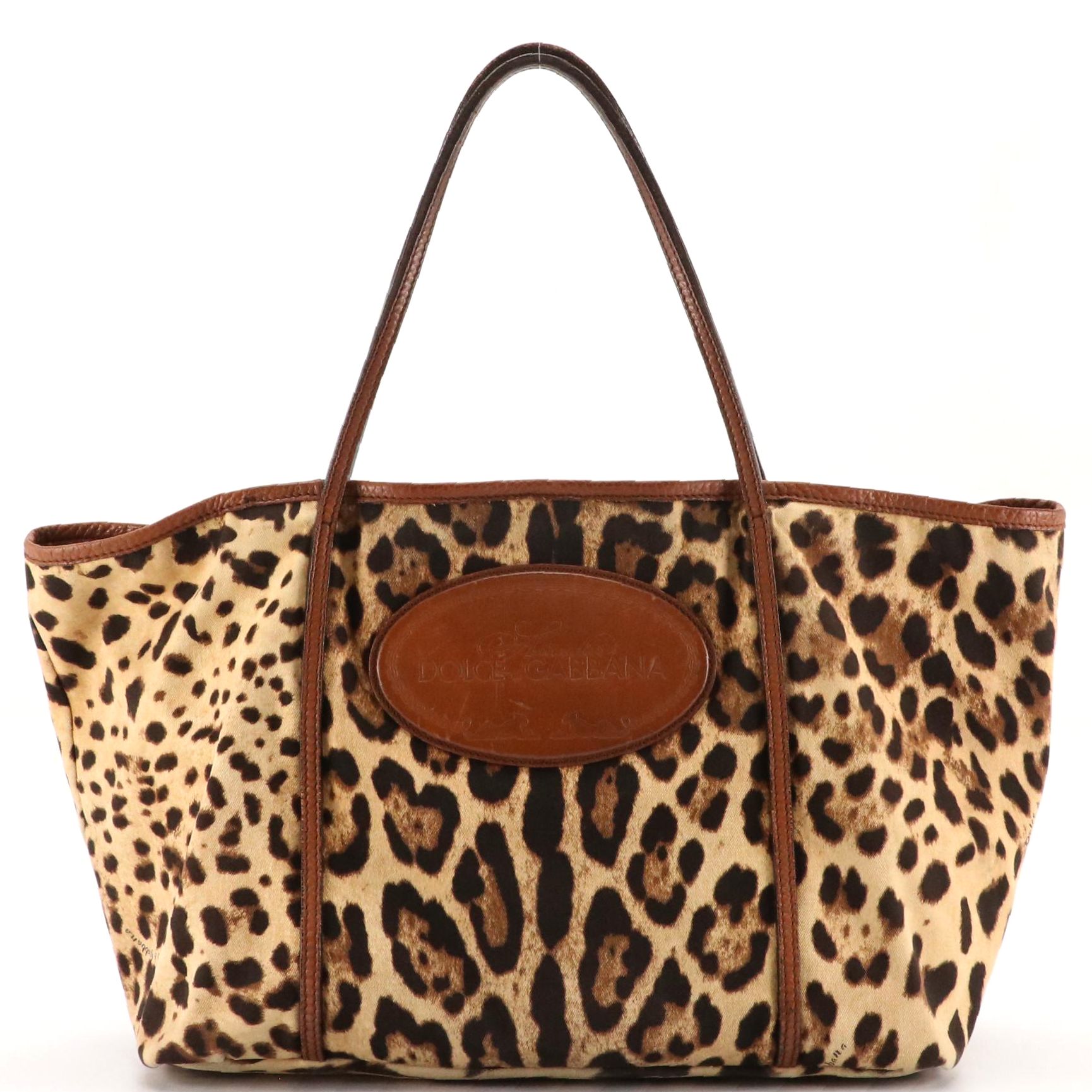 Dolce & Gabbana Animalier Tote in Animal Printed Canvas and Brown Leather Trim