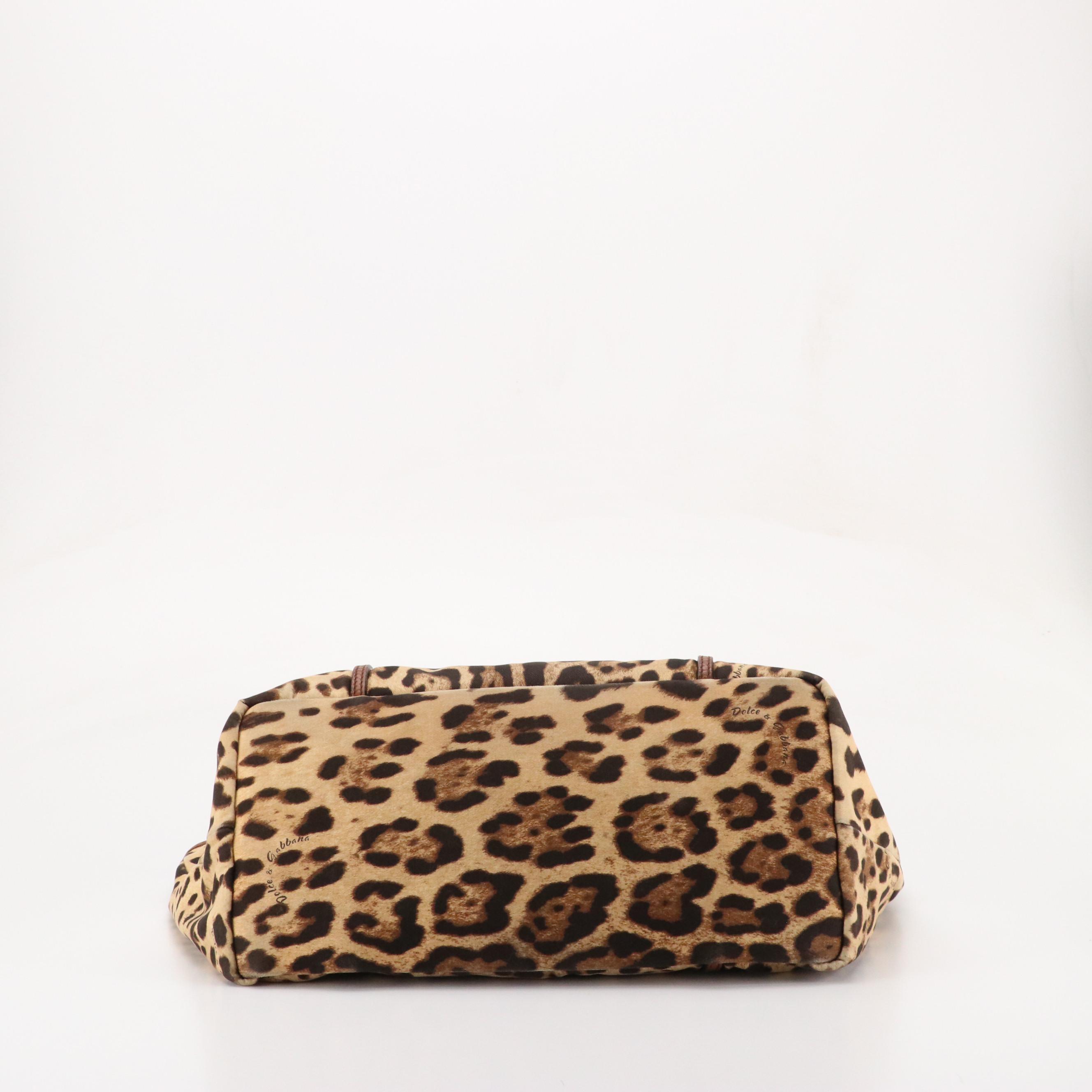 Dolce & Gabbana Animalier Tote in Animal Printed Canvas and Brown Leather Trim