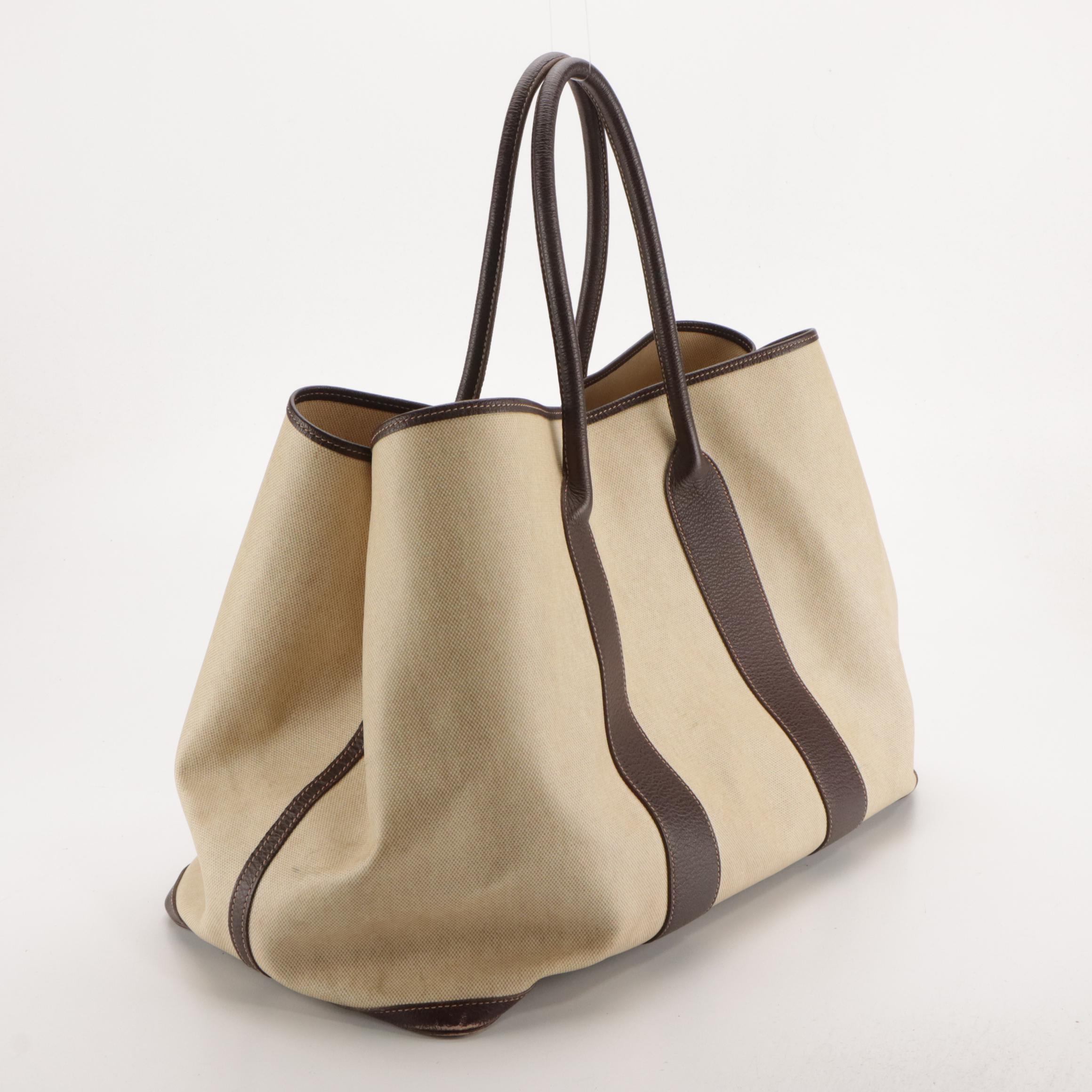 Hermès Garden Party 49 Voyage Tote in Natural Toile with Buffalo Leather Trim