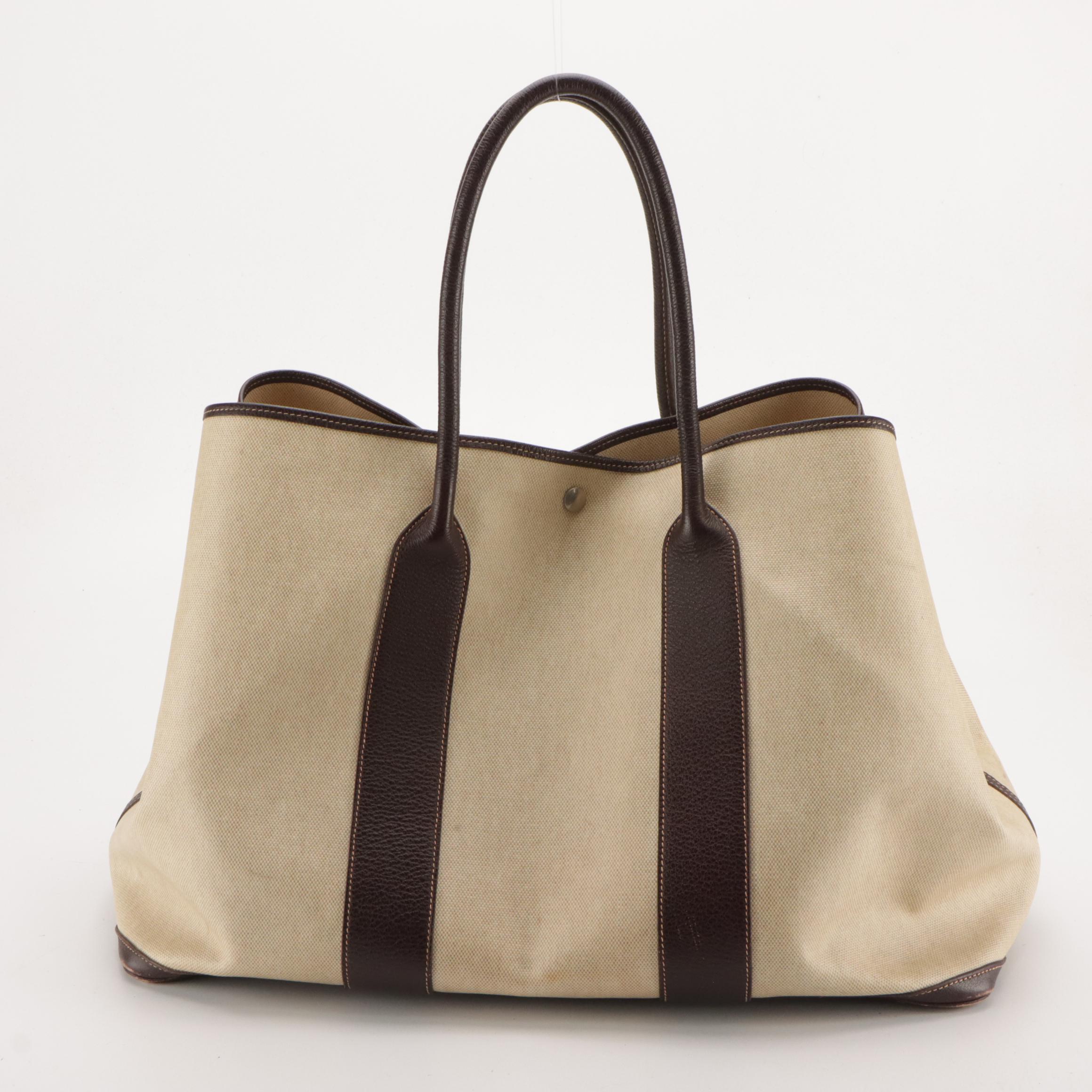 Hermès Garden Party 49 Voyage Tote in Natural Toile with Buffalo Leather Trim