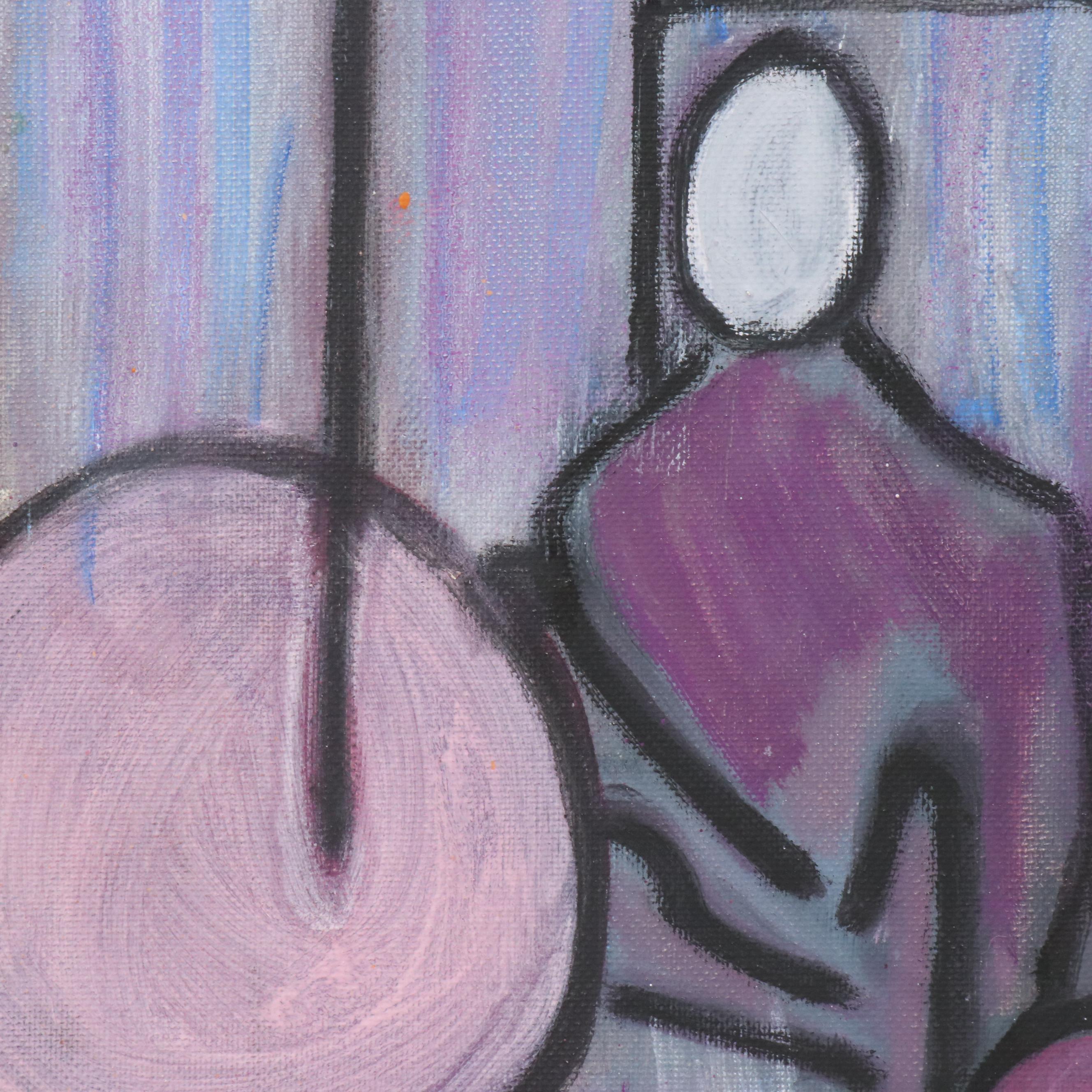 Janice Guttman Modernist Figural Acrylic Painting, 2003