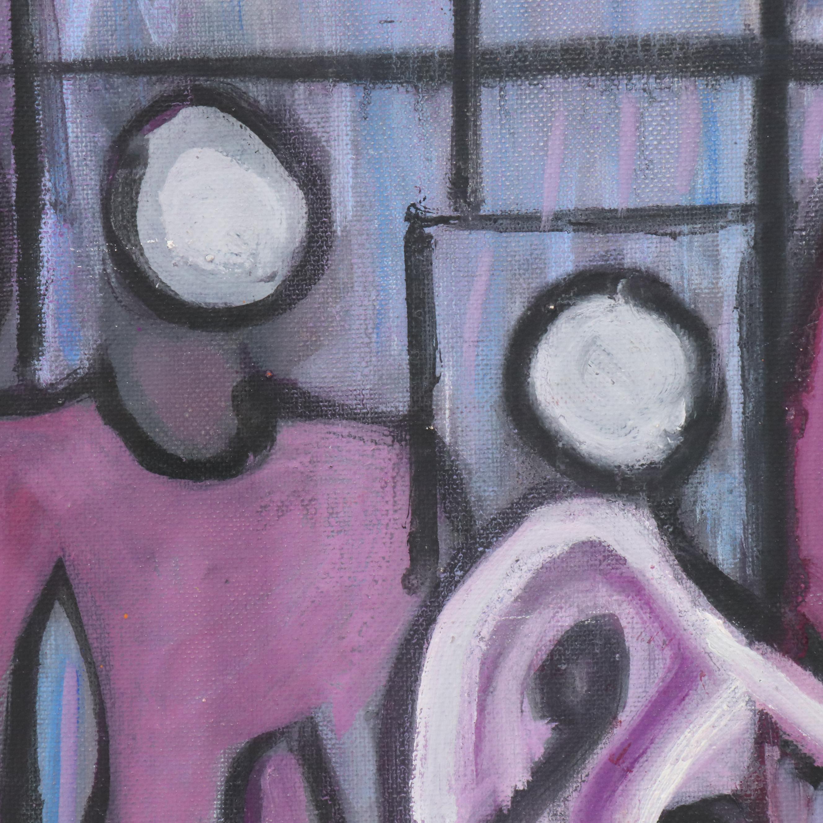 Janice Guttman Modernist Figural Acrylic Painting, 2003