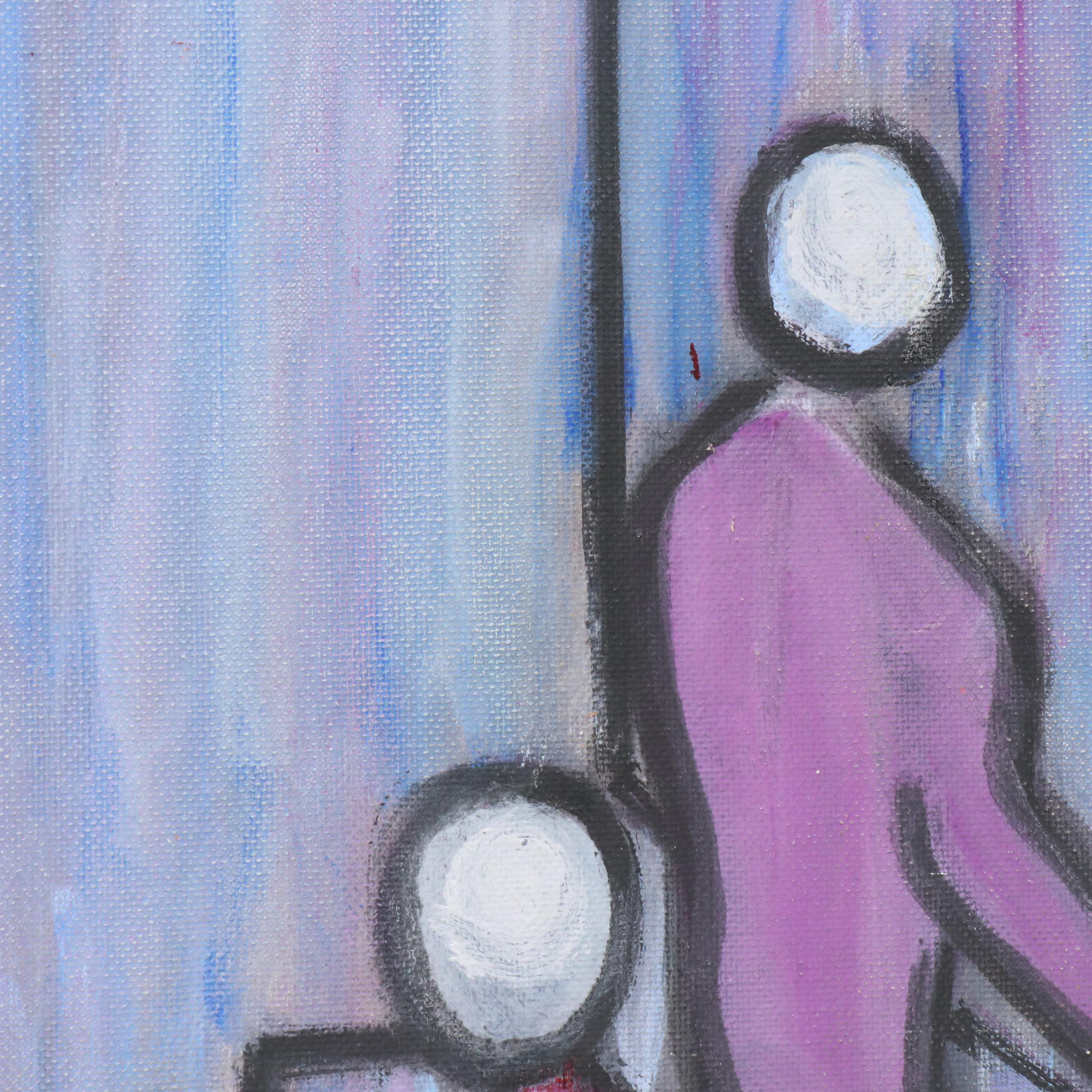 Janice Guttman Modernist Figural Acrylic Painting, 2003