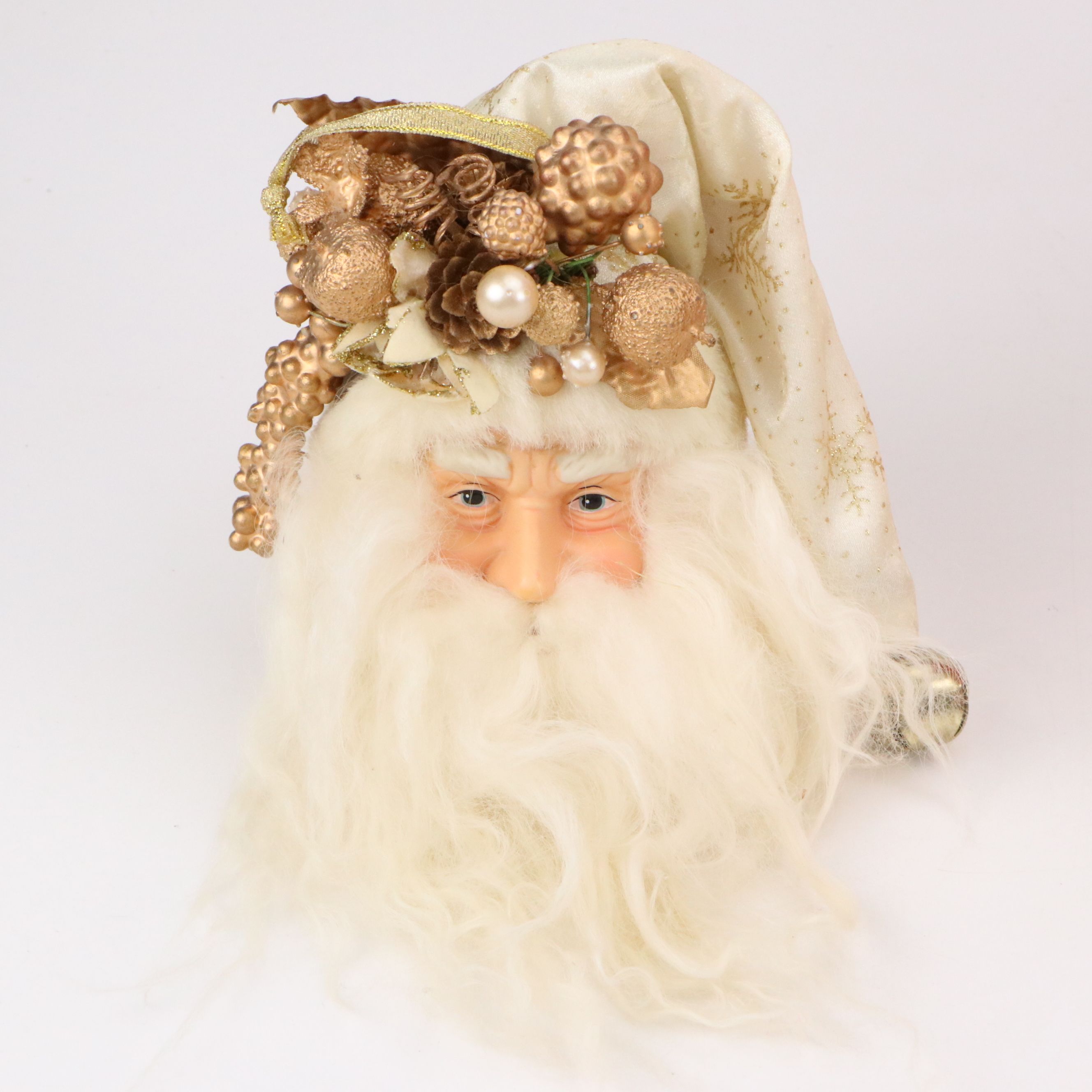 Vintage Mask Faced Santa with Other Ornaments and Decor, Mid to Late 20th C.