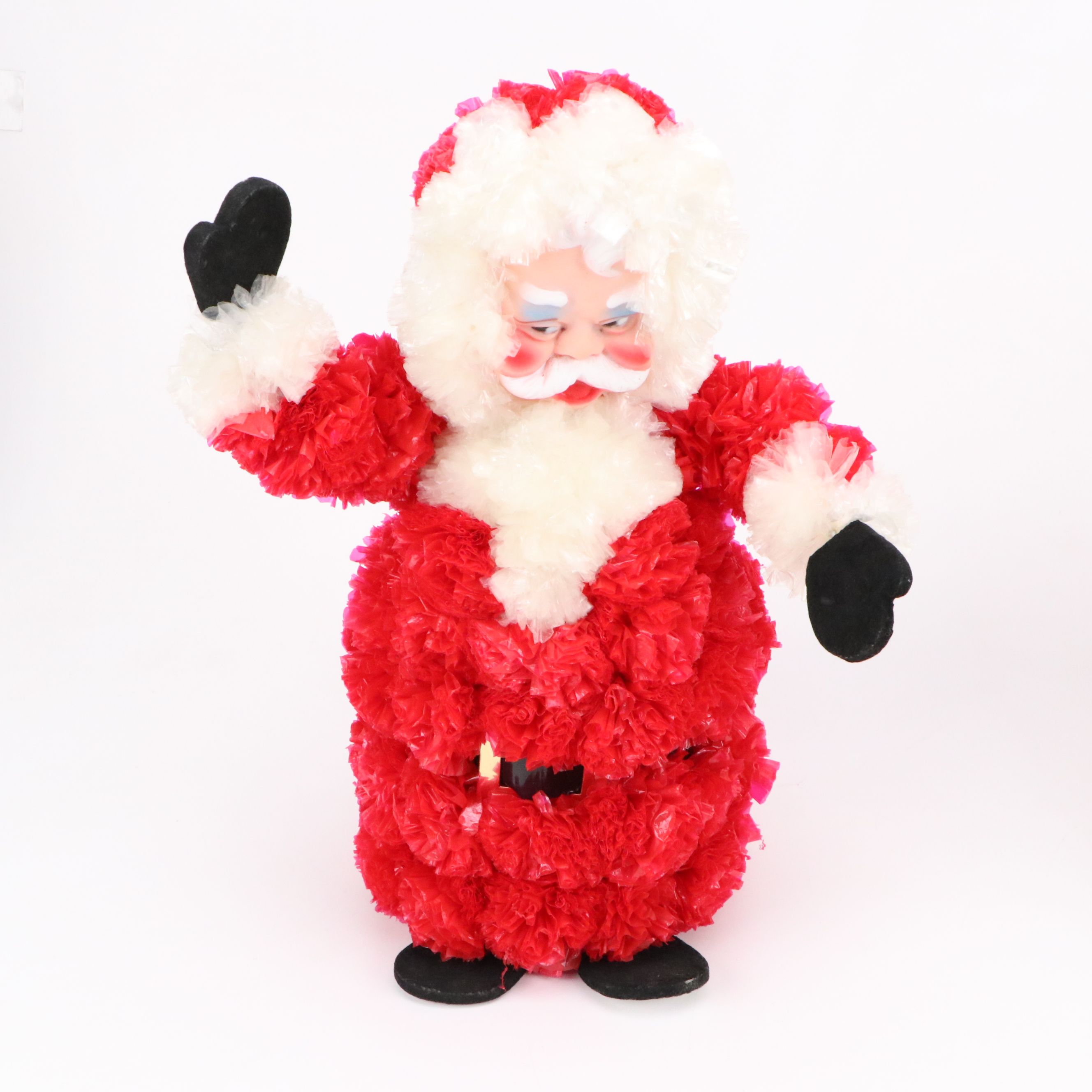 Vintage Mask Faced Santa with Other Ornaments and Decor, Mid to Late 20th C.