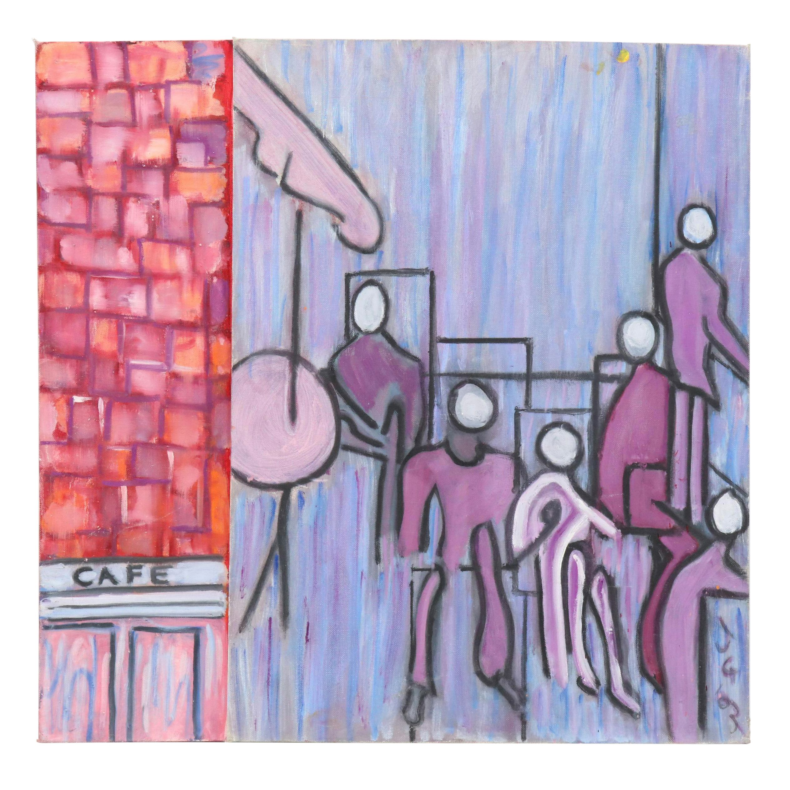 Janice Guttman Modernist Figural Acrylic Painting, 2003