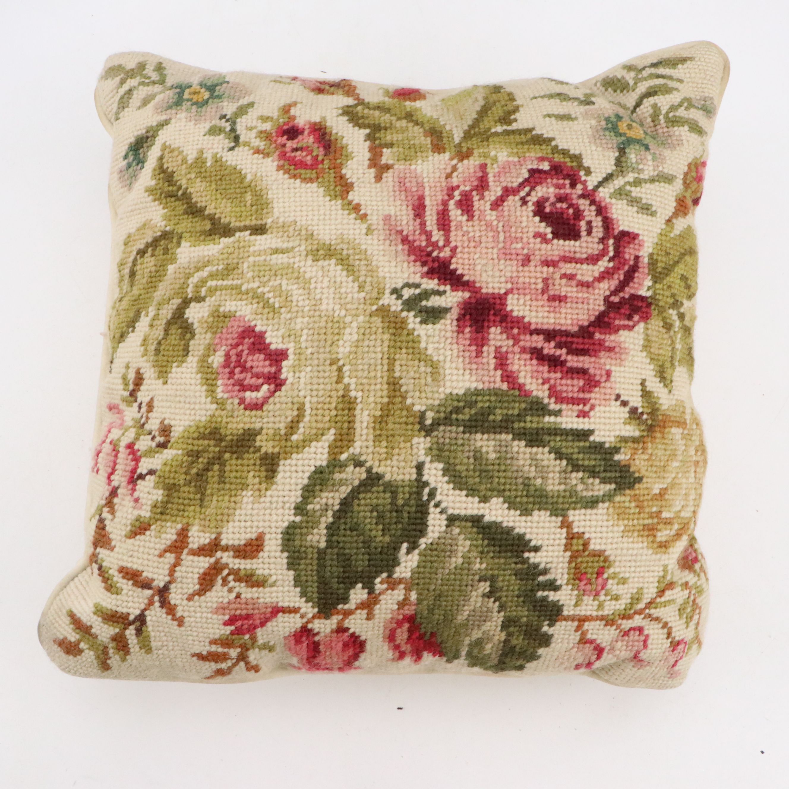 Needlepoint Rose Pattern Accent Pillows