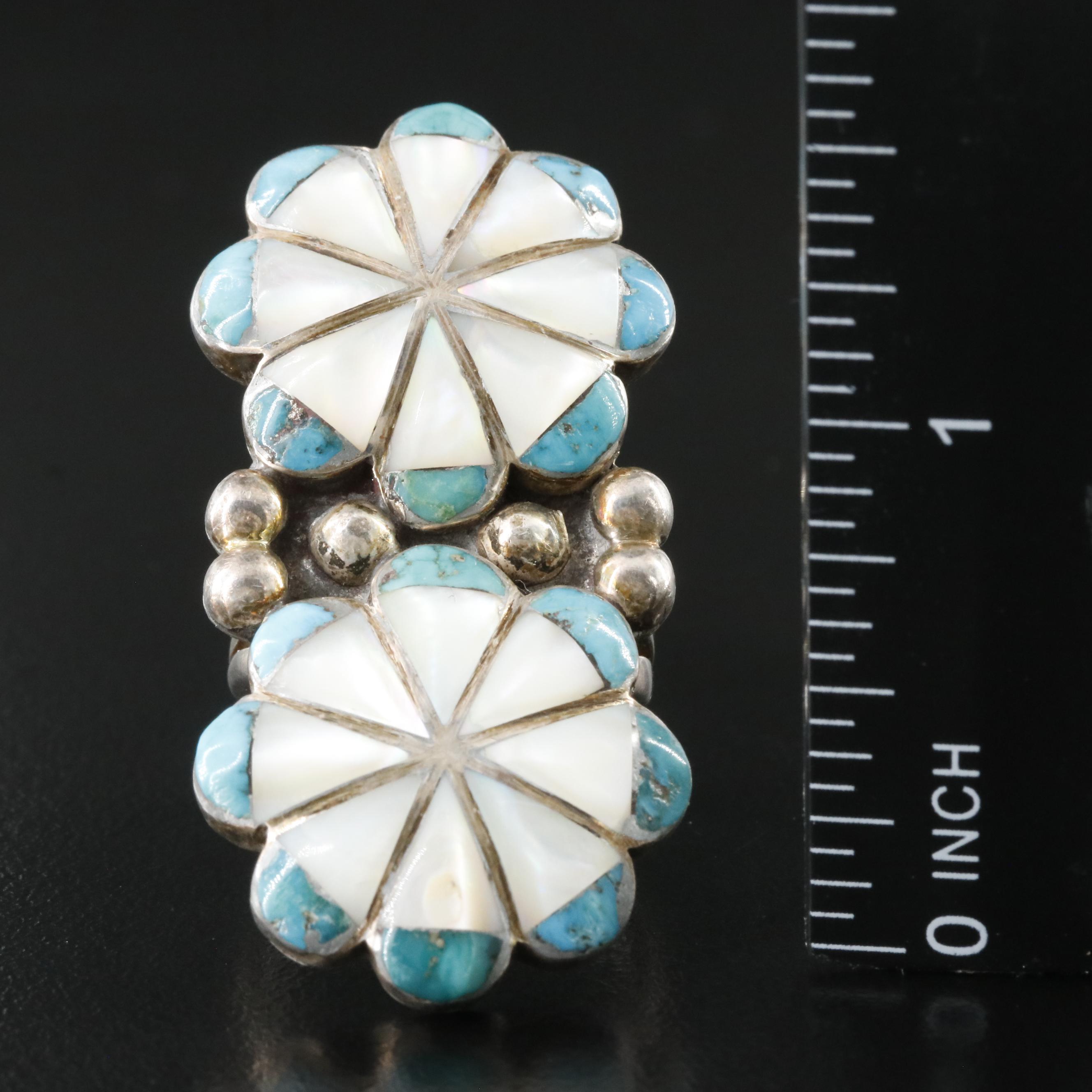 Southwestern Sterling Turquoise and Mother-of-Pearl Ring