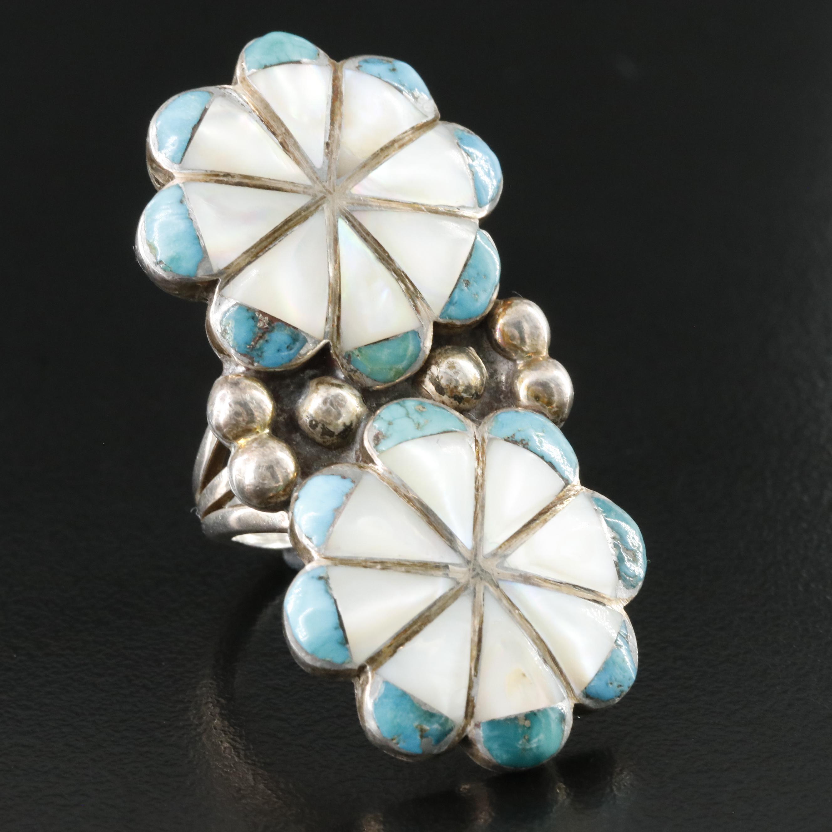 Southwestern Sterling Turquoise and Mother-of-Pearl Ring