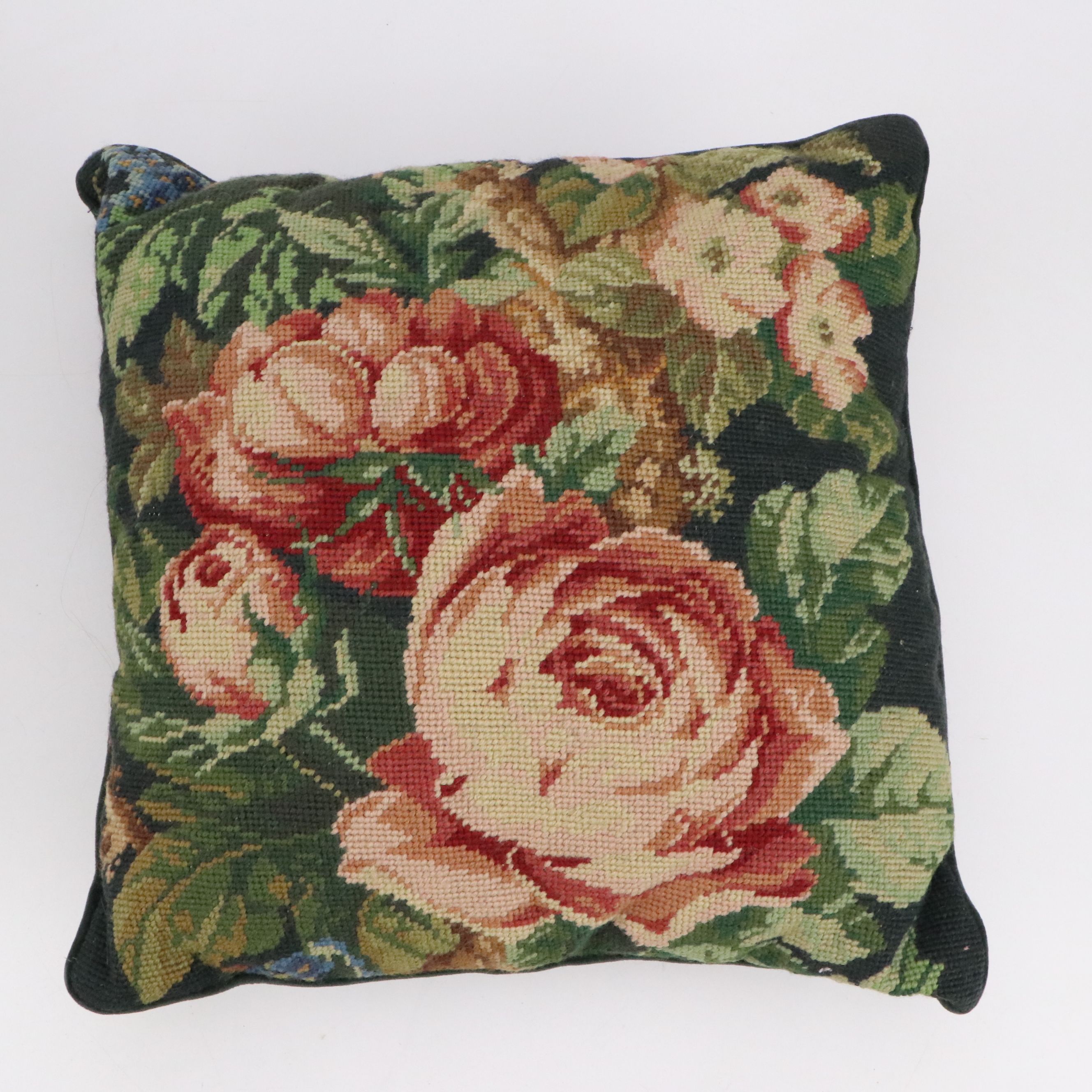 Needlepoint Rose Pattern Accent Pillows