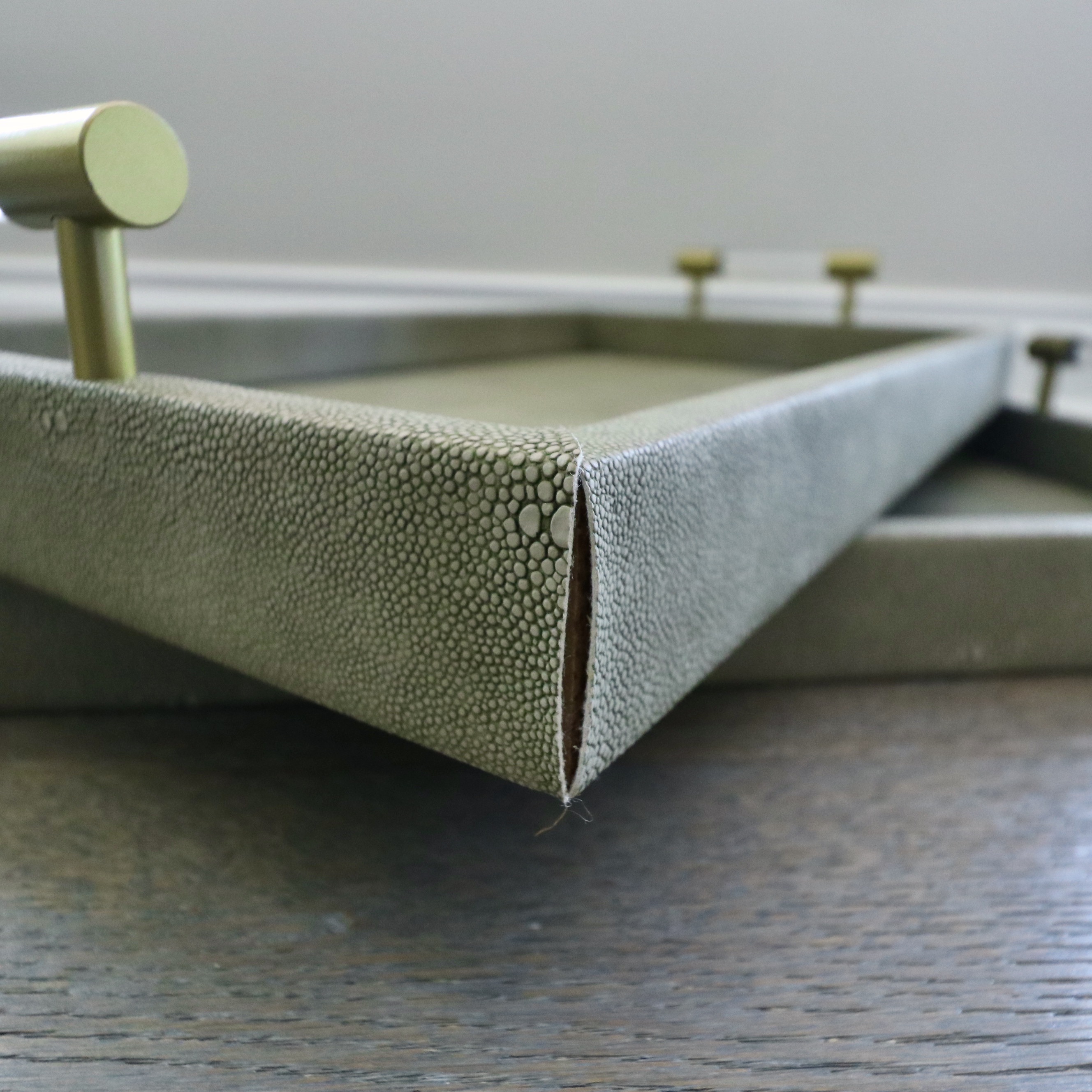 Trojan Wood Horse on Plinth, Faux Shagreen Trays and Boxes, and Accent Pillows