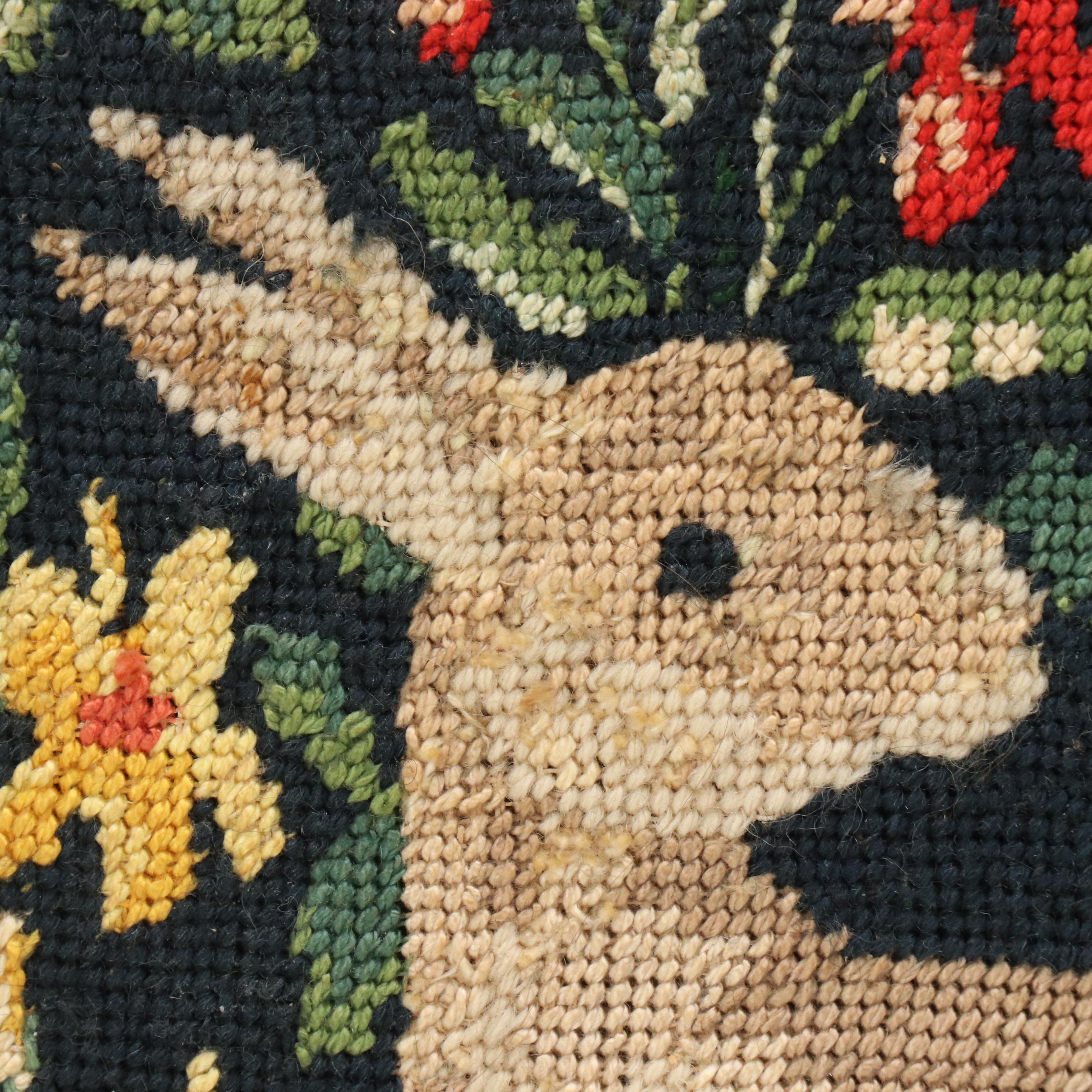 Needlepoint of Rabbits in Millefleur After Cluny Renaissance Tapestries