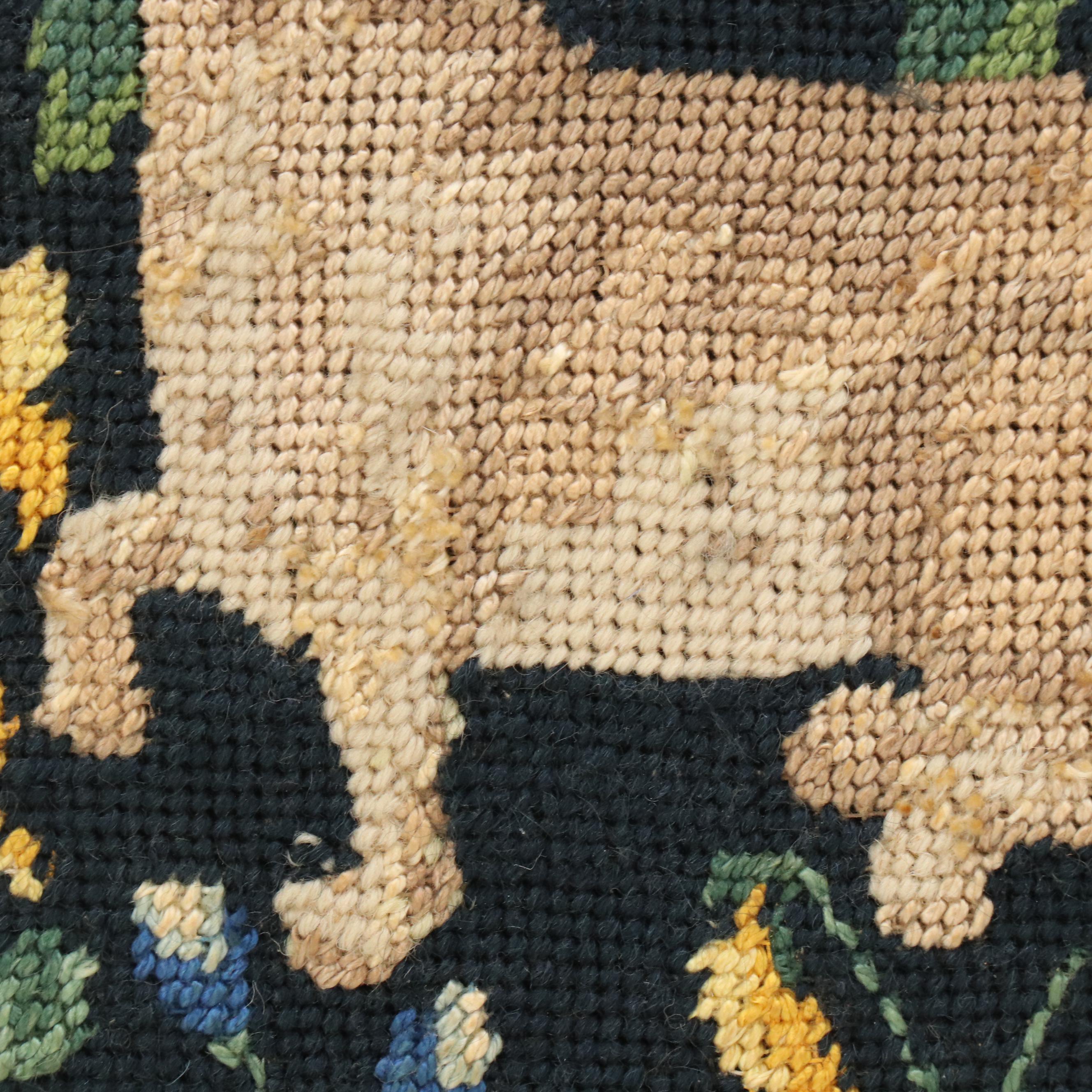 Needlepoint of Rabbits in Millefleur After Cluny Renaissance Tapestries