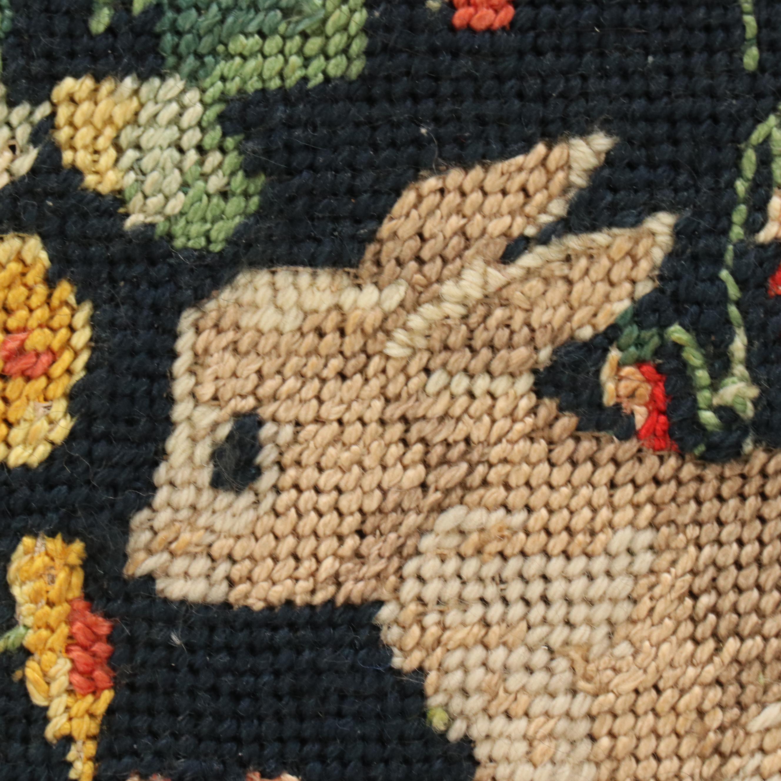 Needlepoint of Rabbits in Millefleur After Cluny Renaissance Tapestries