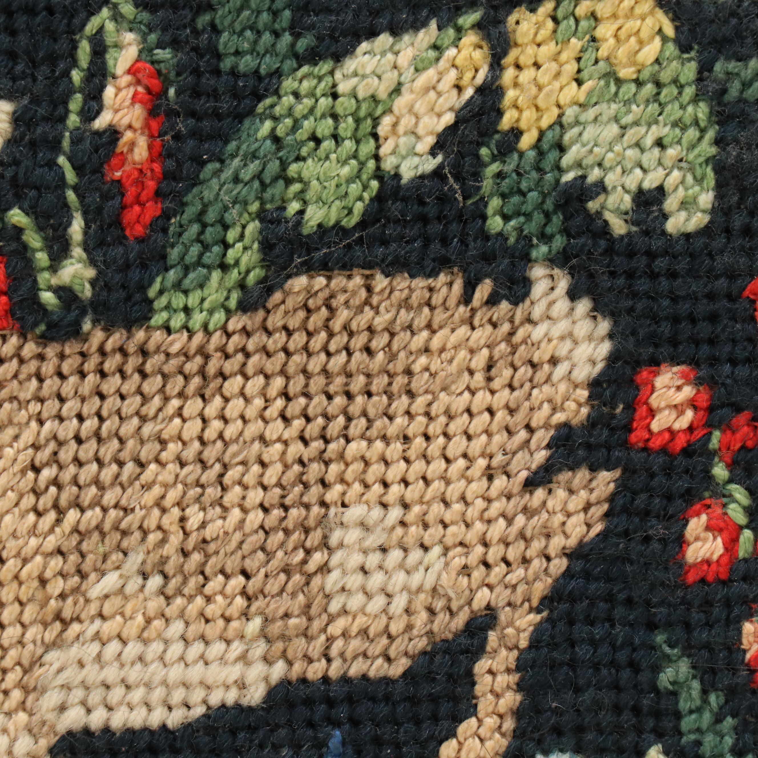 Needlepoint of Rabbits in Millefleur After Cluny Renaissance Tapestries