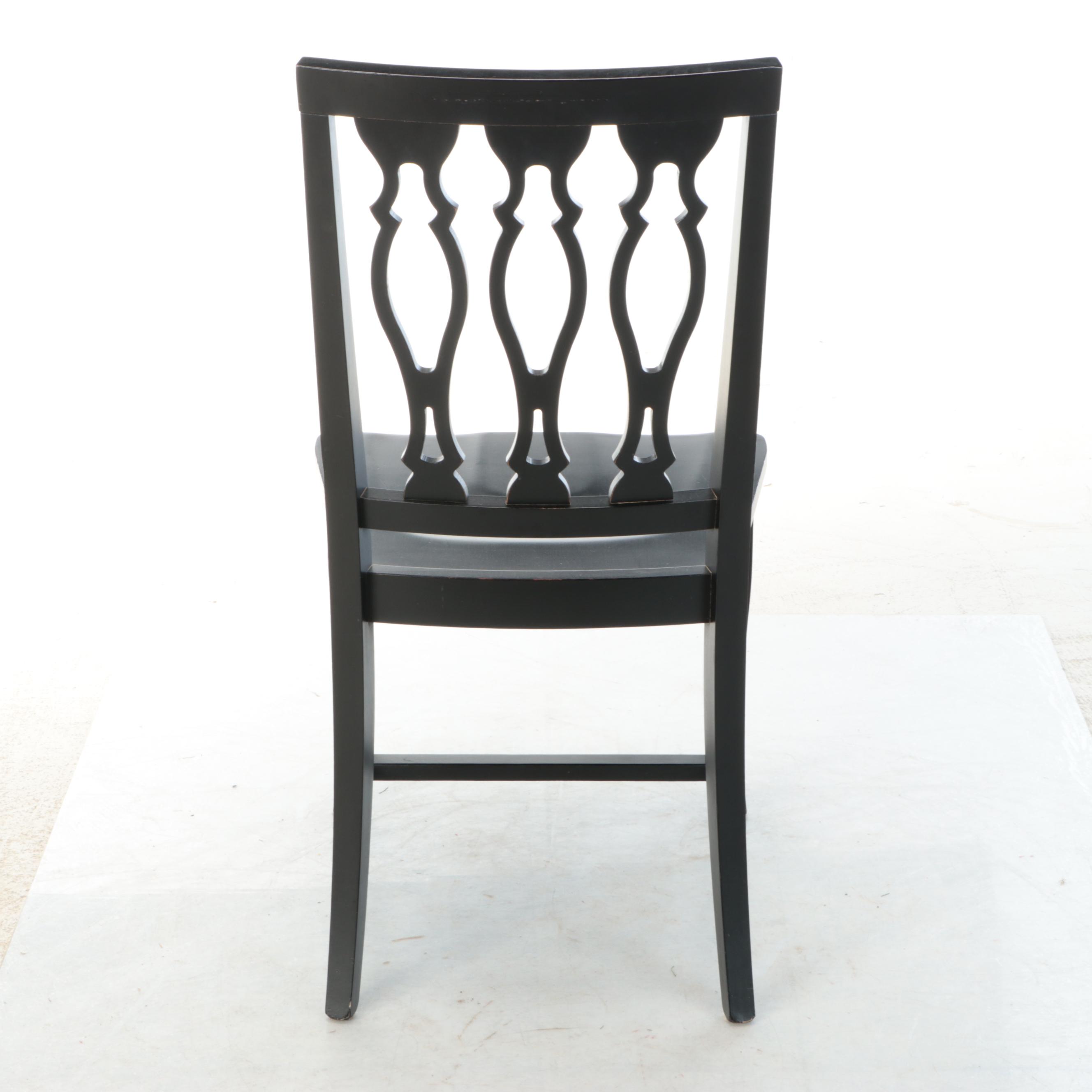 Contemporary Ebonized Wood Pierced-Splat Back Side Chair
