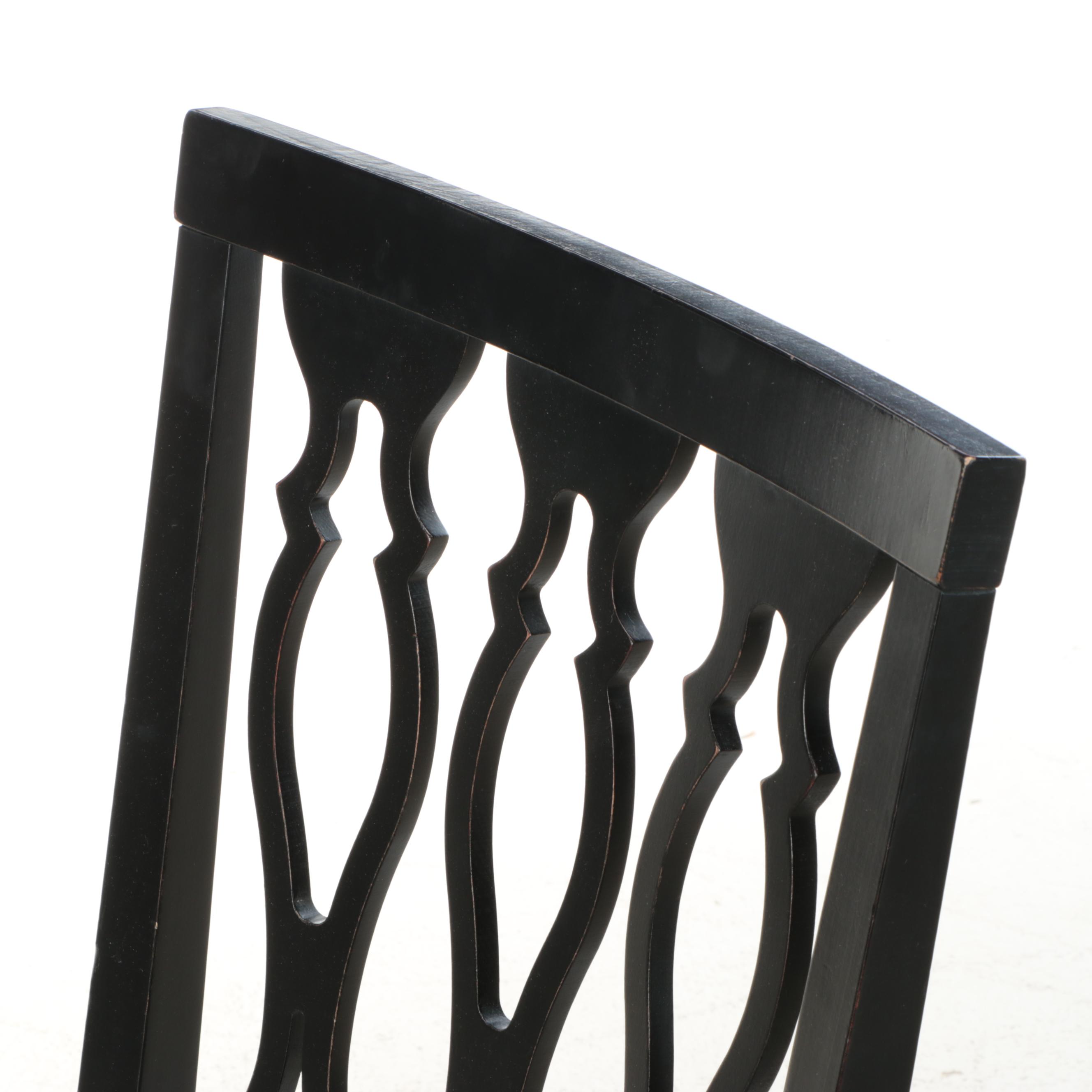 Contemporary Ebonized Wood Pierced-Splat Back Side Chair