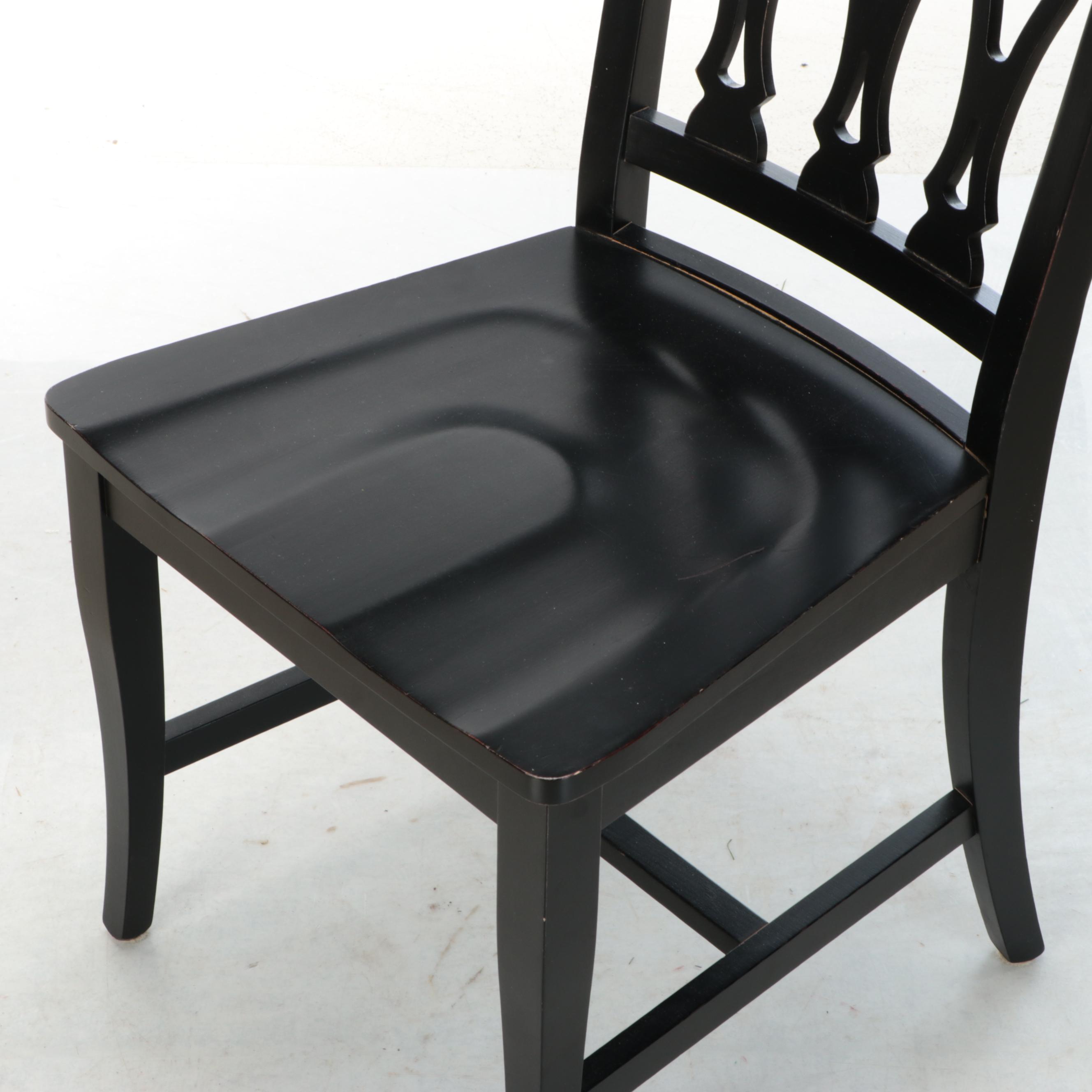 Contemporary Ebonized Wood Pierced-Splat Back Side Chair
