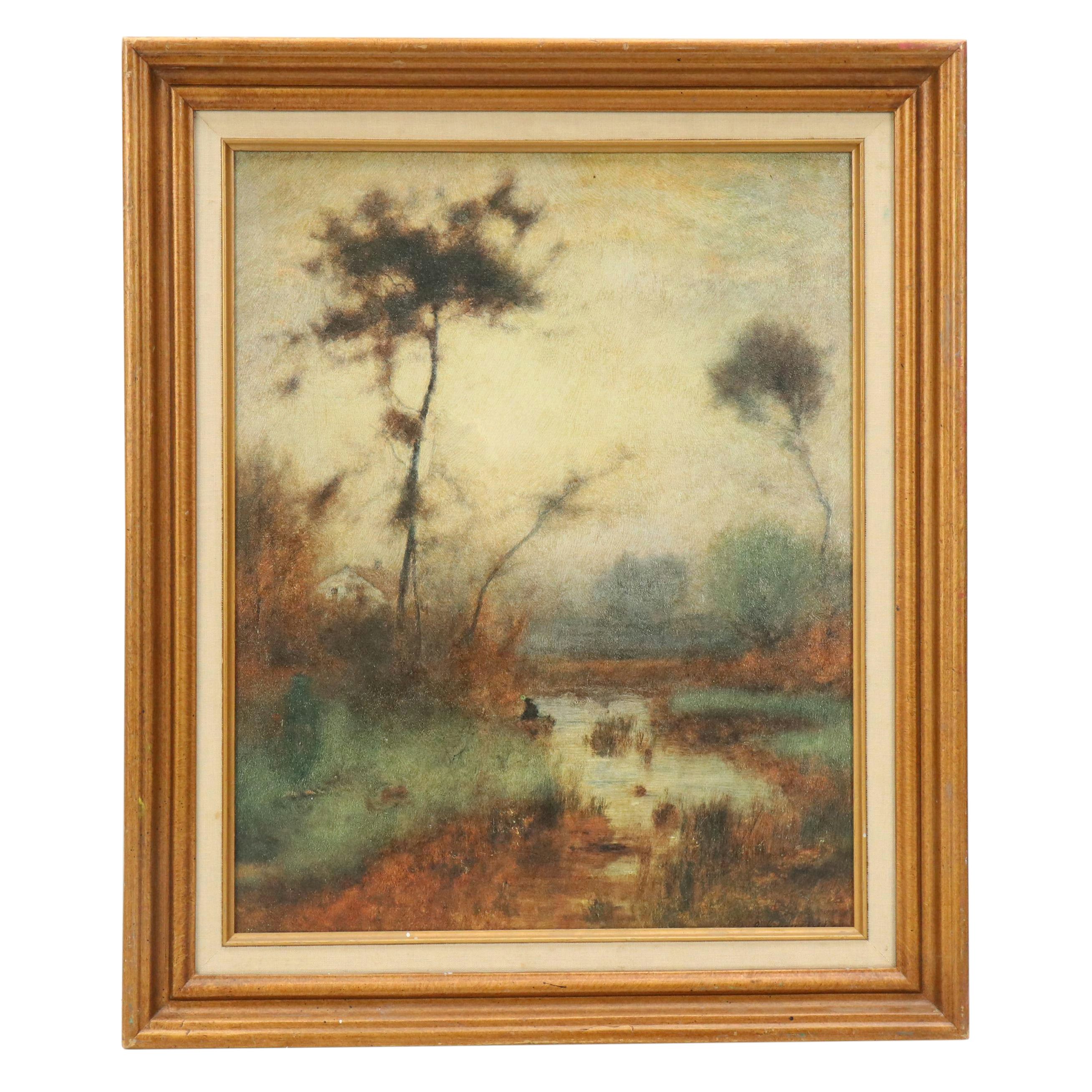 Pastoral Landscape Offset Lithograph, Late 20th Century